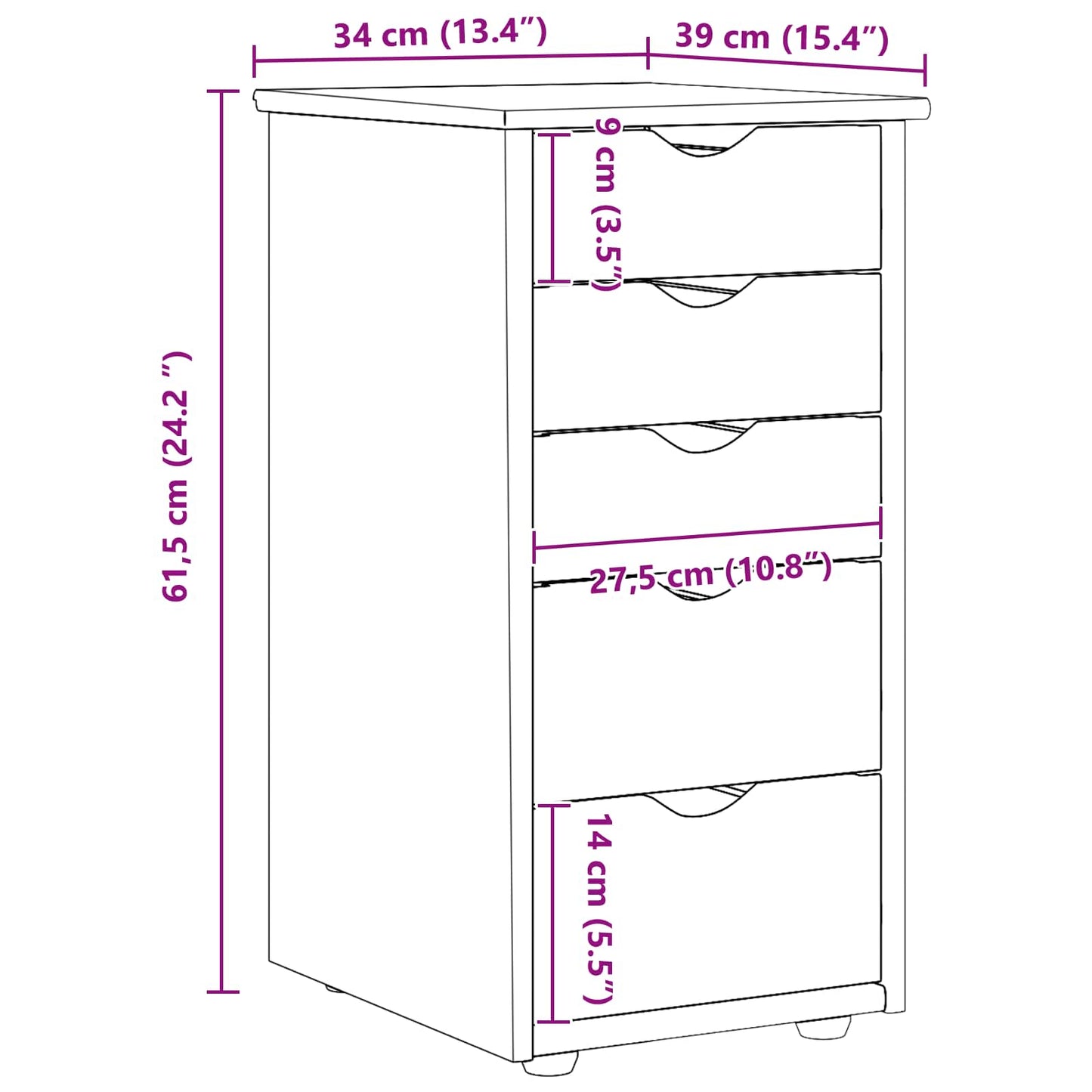 Cabinet Barna 34 x 39 x 61,5 cm Tömör fenyőfa