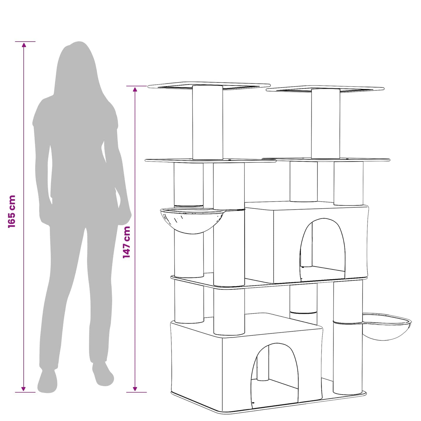 Macskafa kapálózó rudakkal 2 db Krémszínű 147 cm
