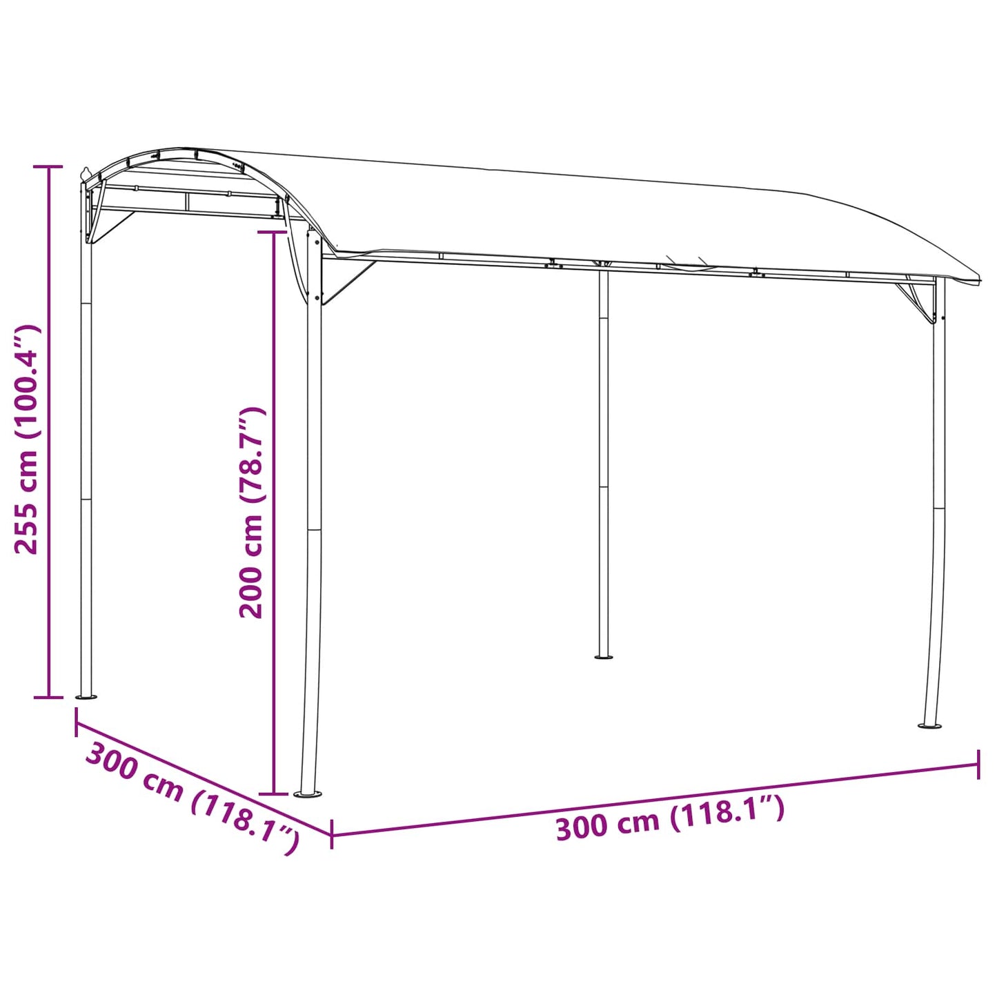 Pavilon 3 x 3 x 2,55 m Zöld Porszórt acél és szövet 180 gsm