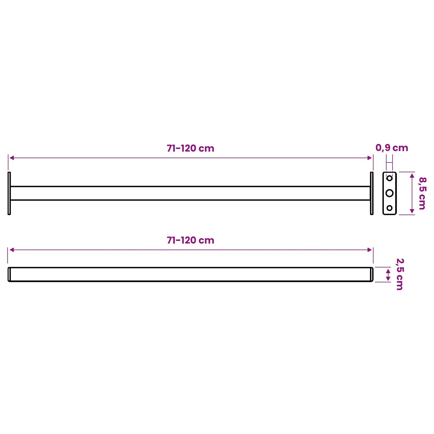 Állítható ablakbiztonsági rúd Fekete 710 -1200 mm Acél