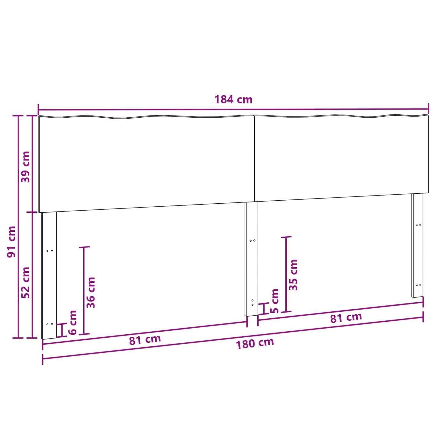 Természetes élű ágytámla ROSTOCK Természetes 180 cm