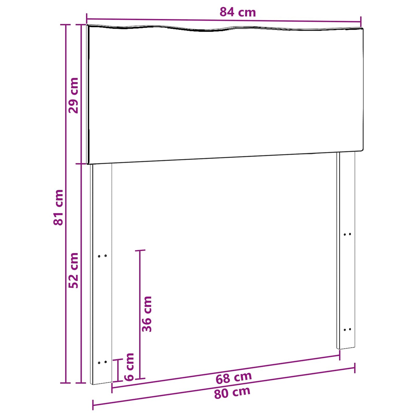 Élő élű fejtámla ROSTOCK Fehér 80 cm Tömör Akácfa