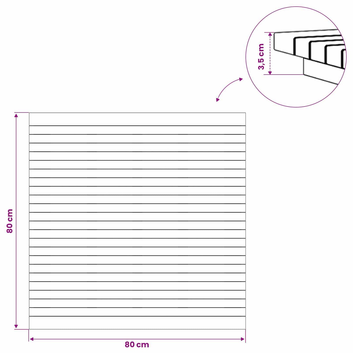 Asztallap 80 x 80 x 3,5 cm Négyzet Tömör Teakfa Természetes