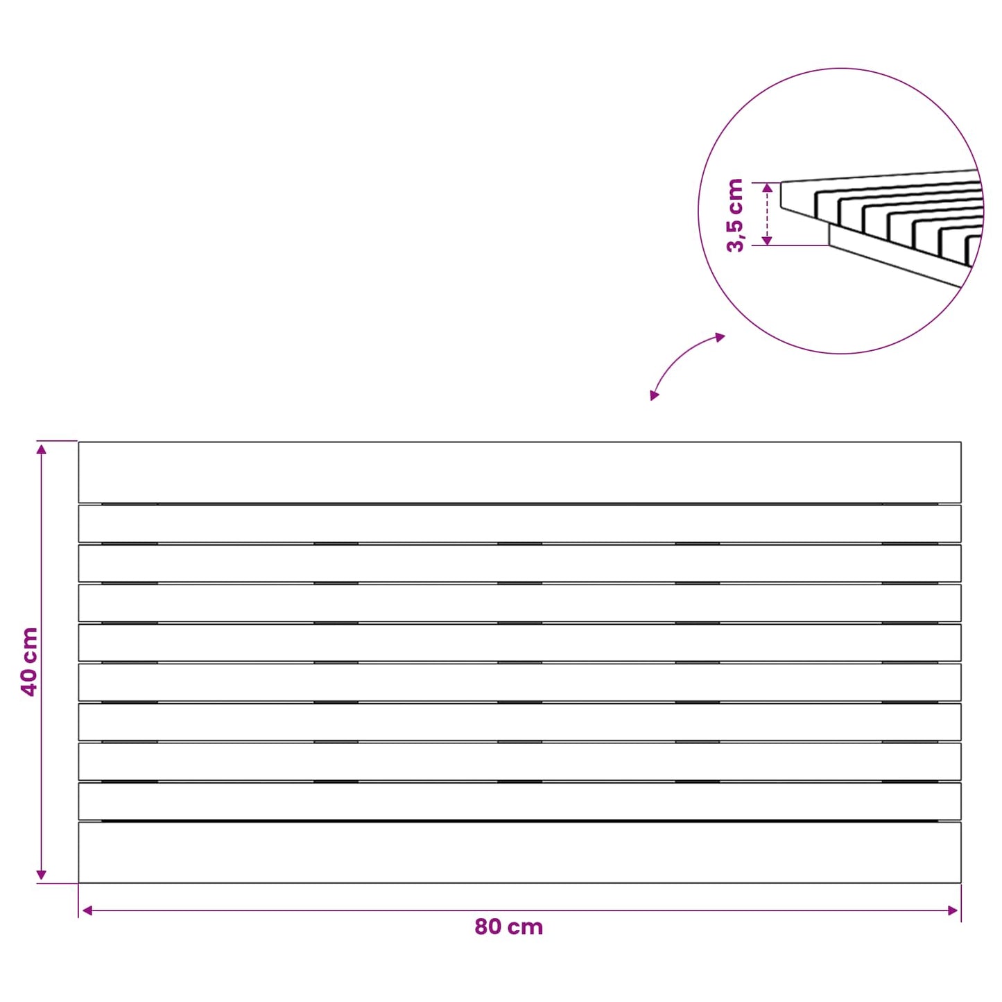 Asztallap 80 x 40 x 3,5 cm Négyszögletes Tömör Teakfa