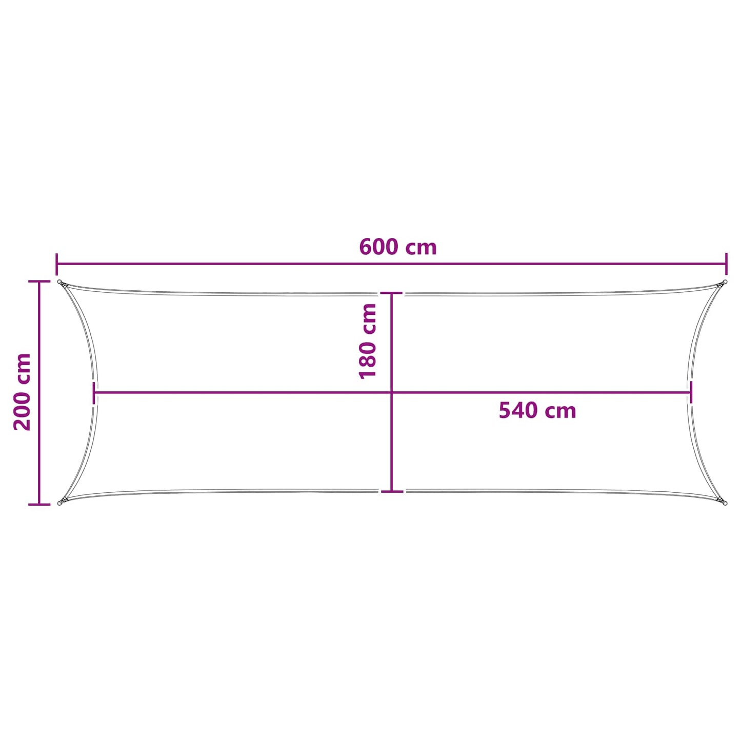 Napernyő Vászon 2 x 6 m HDPE Négyszögletes Fehér