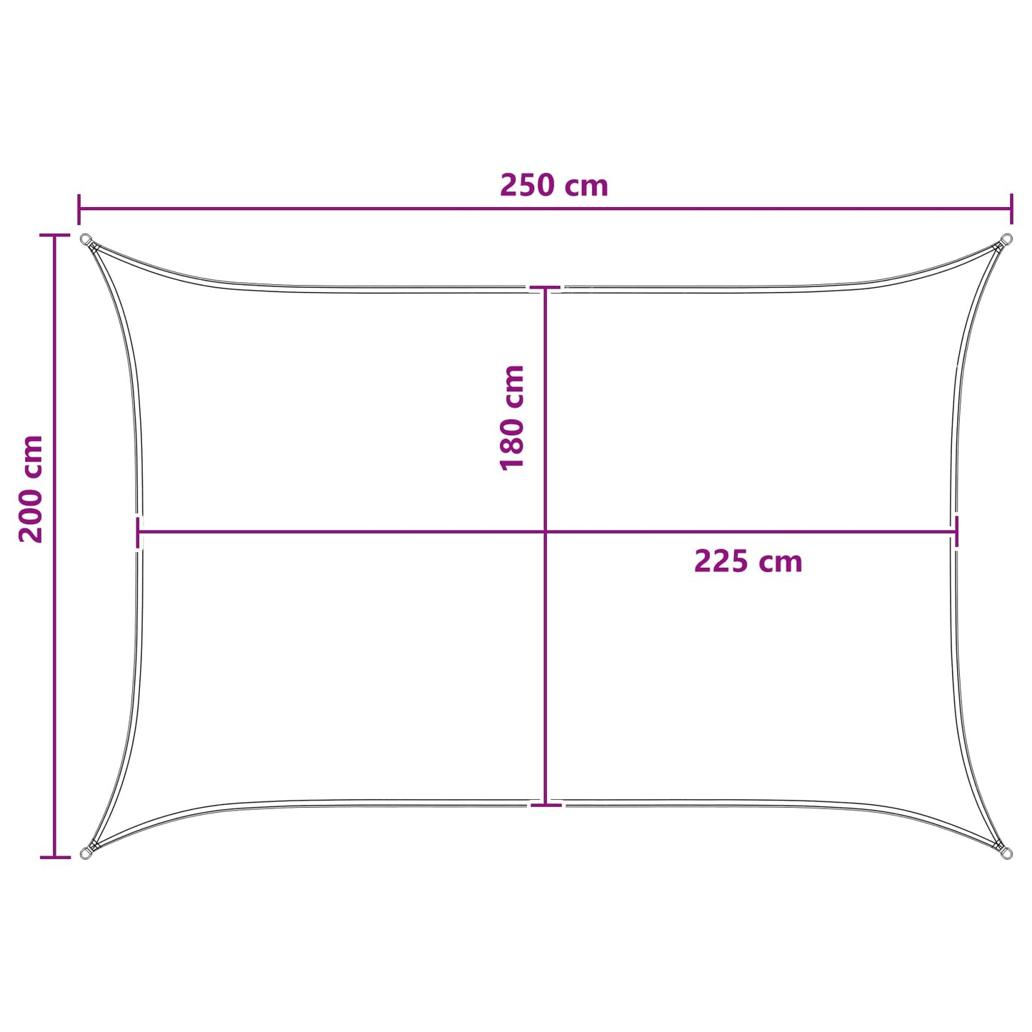 Napernyő Vászon 2 x 2,5 m HDPE Négyszögletes Sárga és Fehér