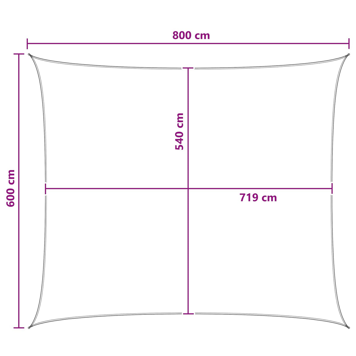 Napernyő Vászon 6 x 8 m HDPE Négyszögletes Sárga és Fehér