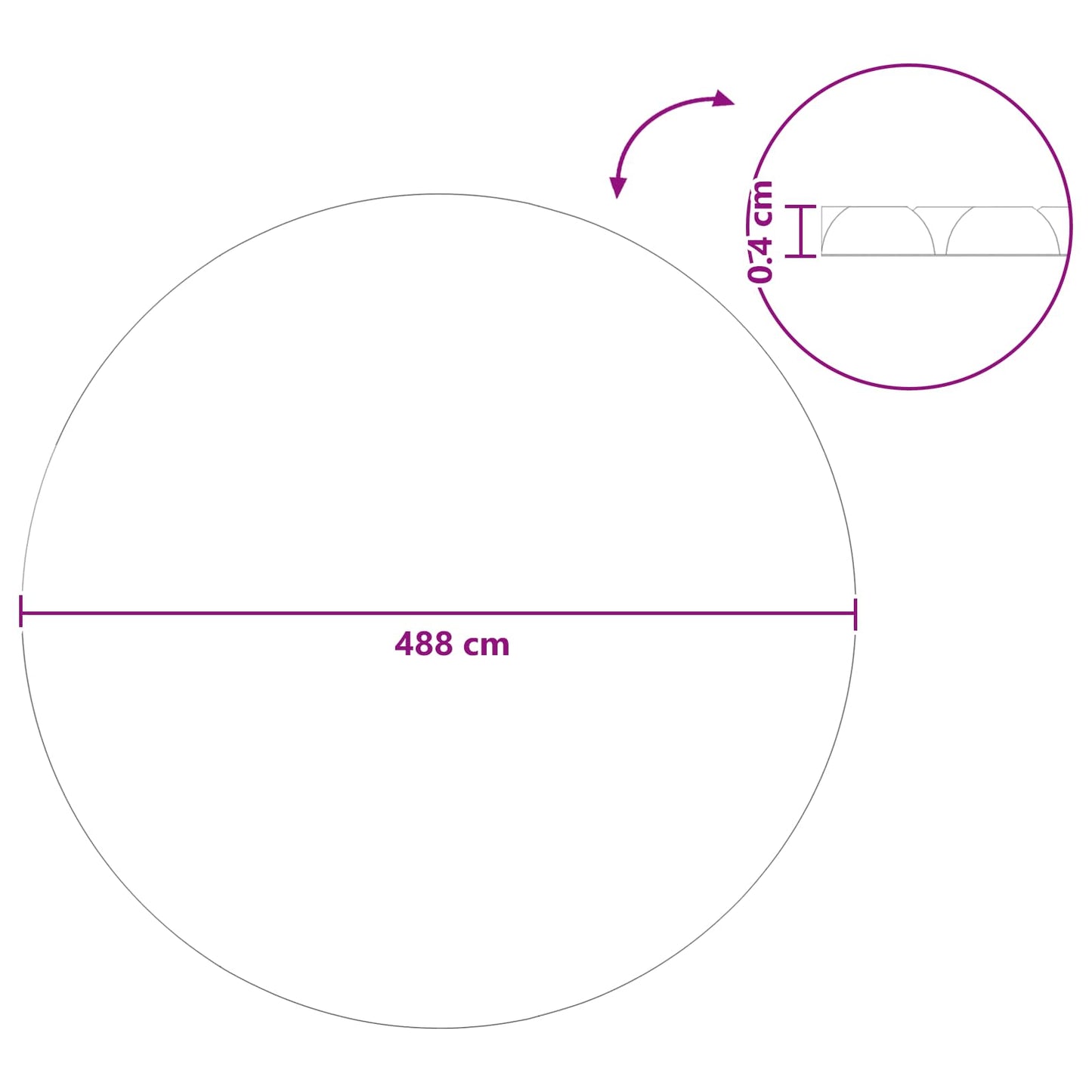Napellenző medencefólia extra nehéz Ø 488 cm 400 μm Kerek PE