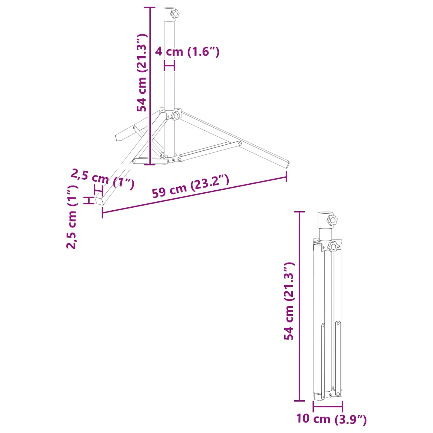 Ernyő állvány Fehér Acél for 25-32 mm Pole