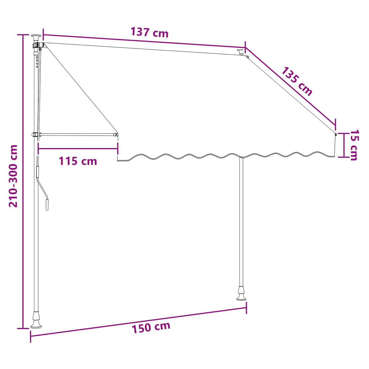 Kézi Retraktálható Napernyő Sokszínű 150 x 115 x 300 cm