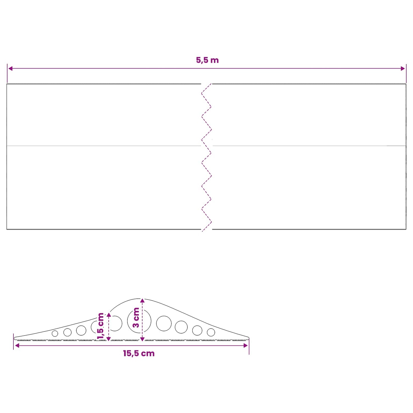 Garázspadló tömítés Fekete 155 x 28 mm 5,5 m EPDM gumi