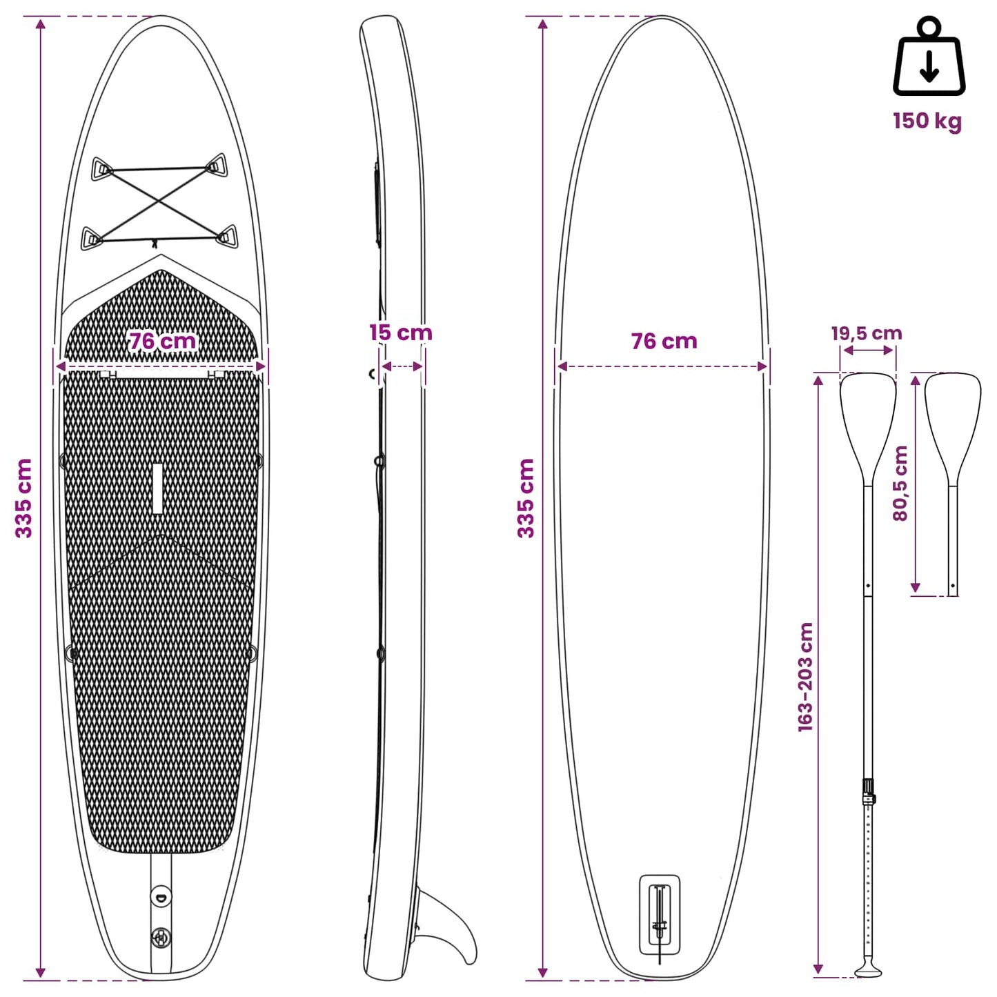 SUP tábla ülőhellyel 2 az 1-ben APEX 335 x 76 x 15 cm Kék