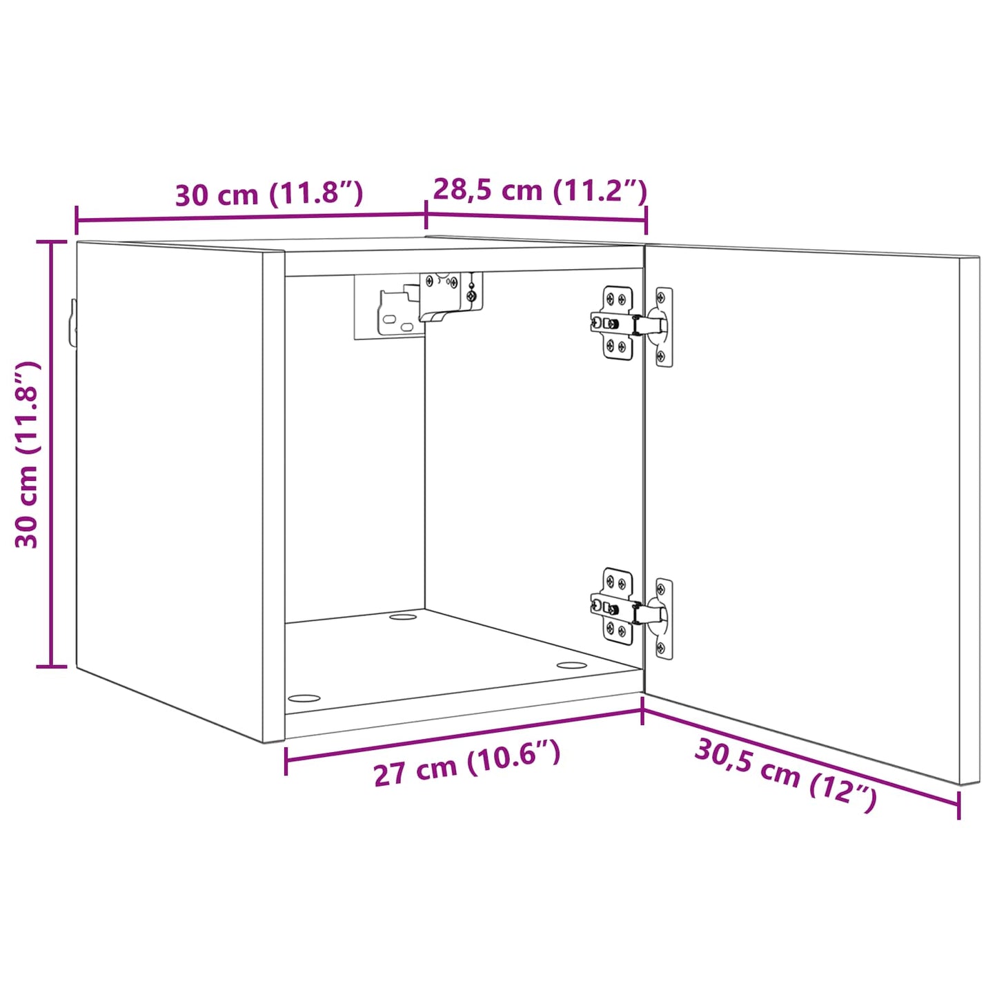 Fali TV Szekrény 4 pcs Fekete Tölgy 30,5 x 30 x 30 cm