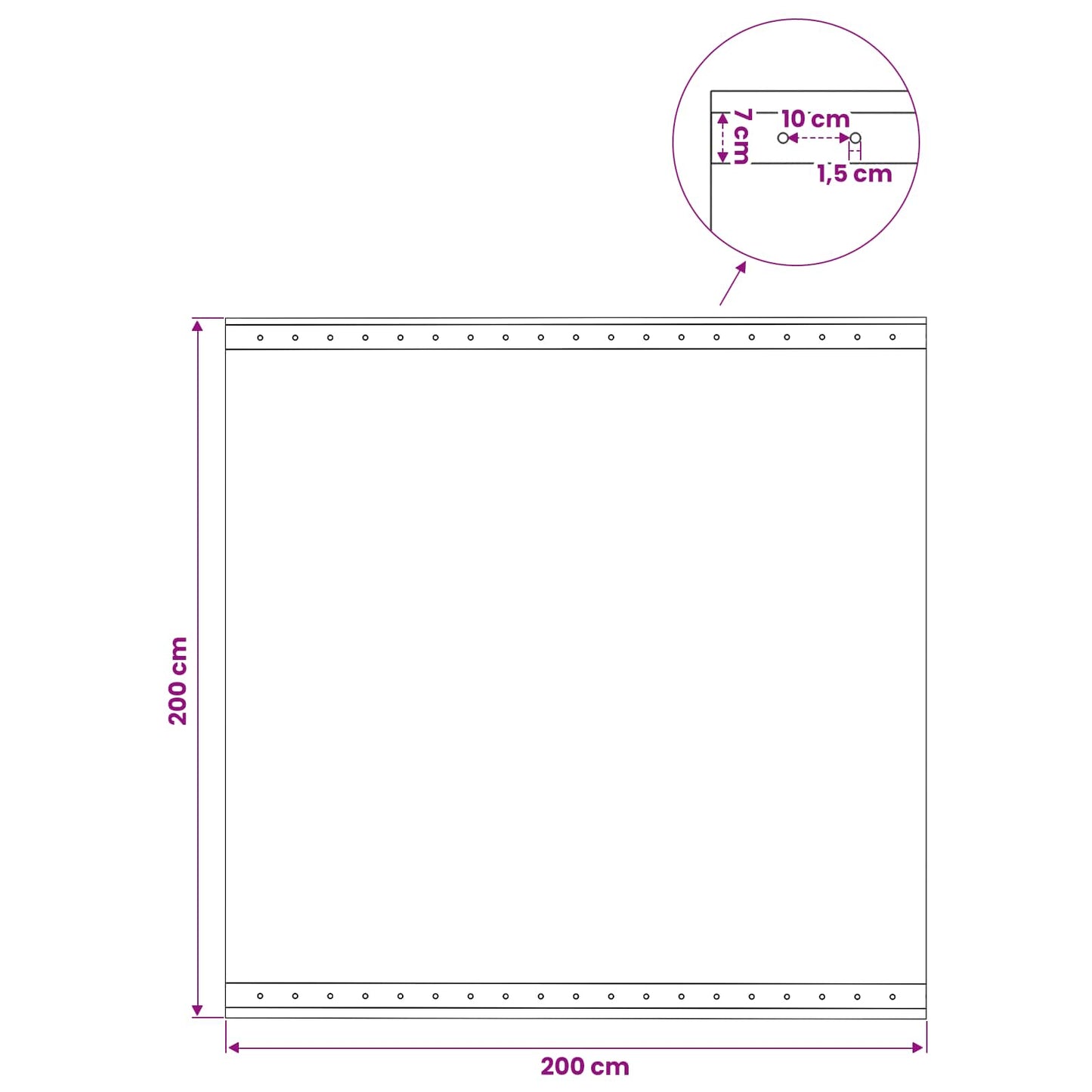 Ponyva fémfülekkel Zöld 2 x 2 m 260 gsm PE