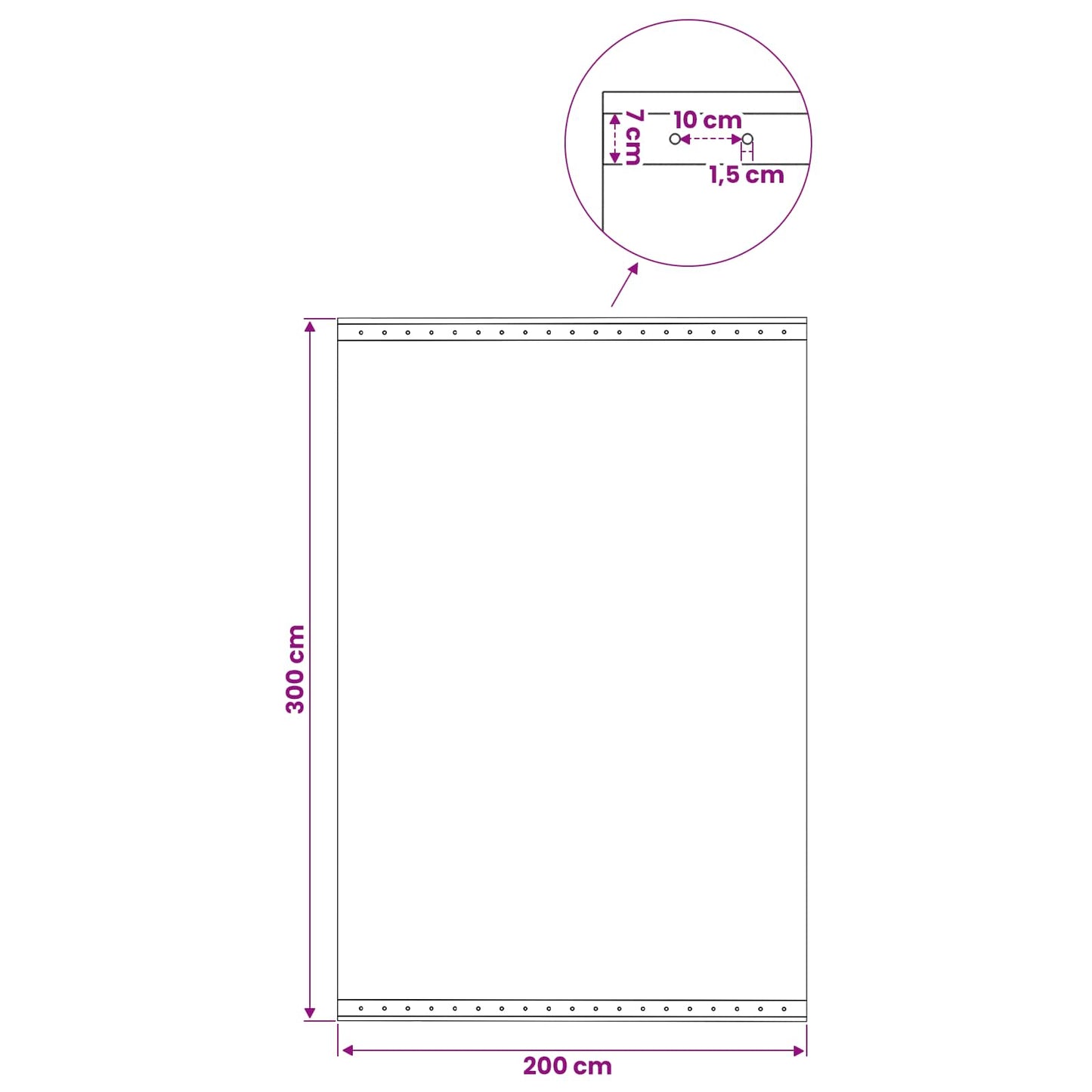 Ponyva fémfülekkel Zöld 3 x 2 m 260 gsm PE