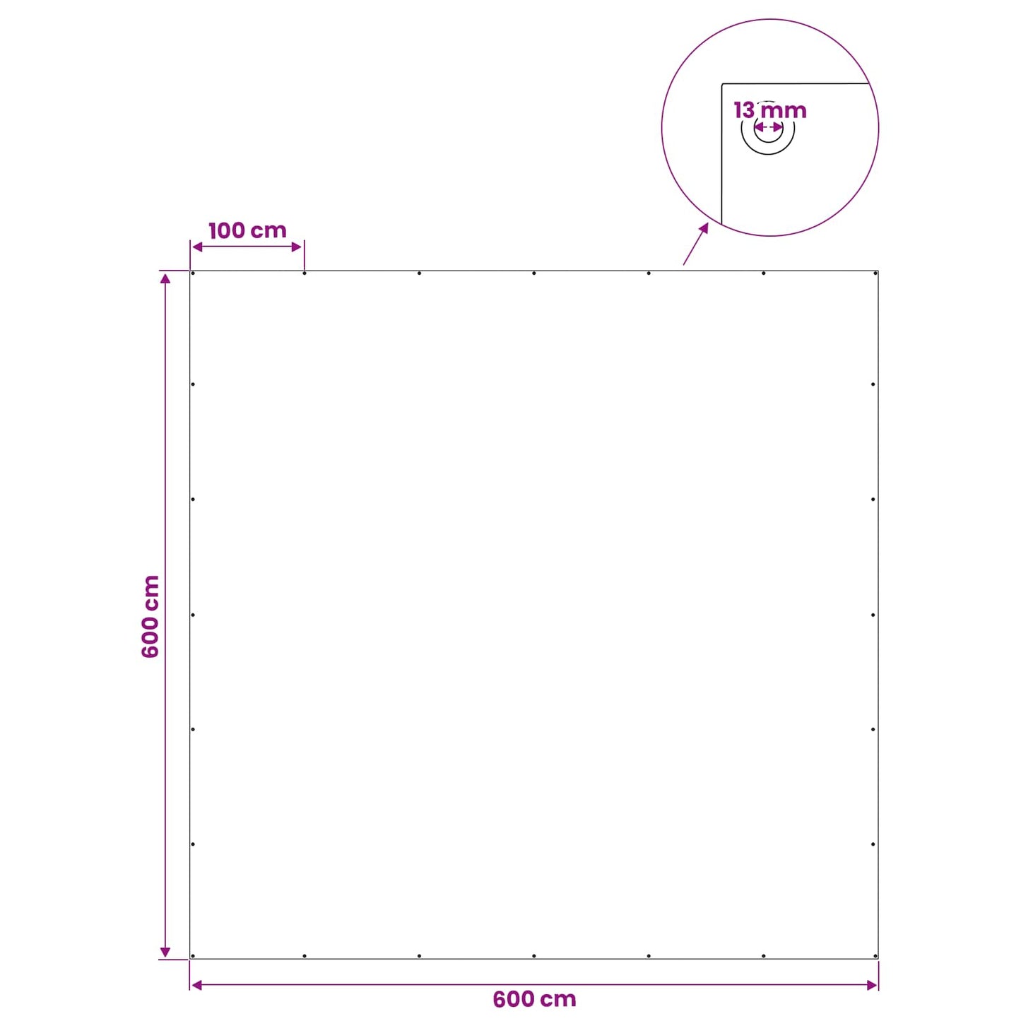 Ponyva fémfülekkel Antracit szürke 6 x 6 m 180 gsm PE