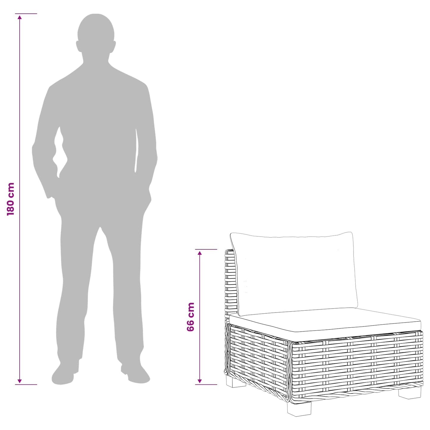 3 db Rattan Kerti Bútor Készlet Párnákkal GENDT Természetes