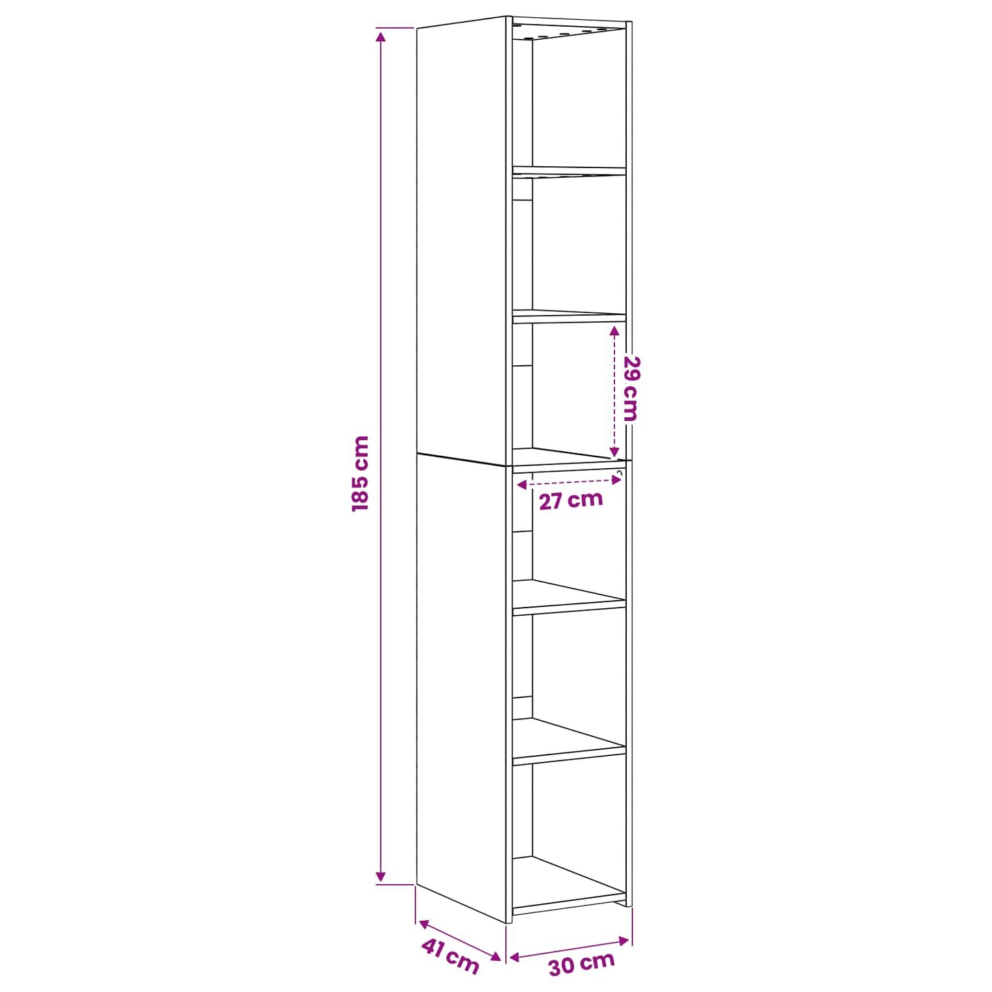 Magasfiú Antik Fa 30 x 41 x 185 cm Szerelt Fa