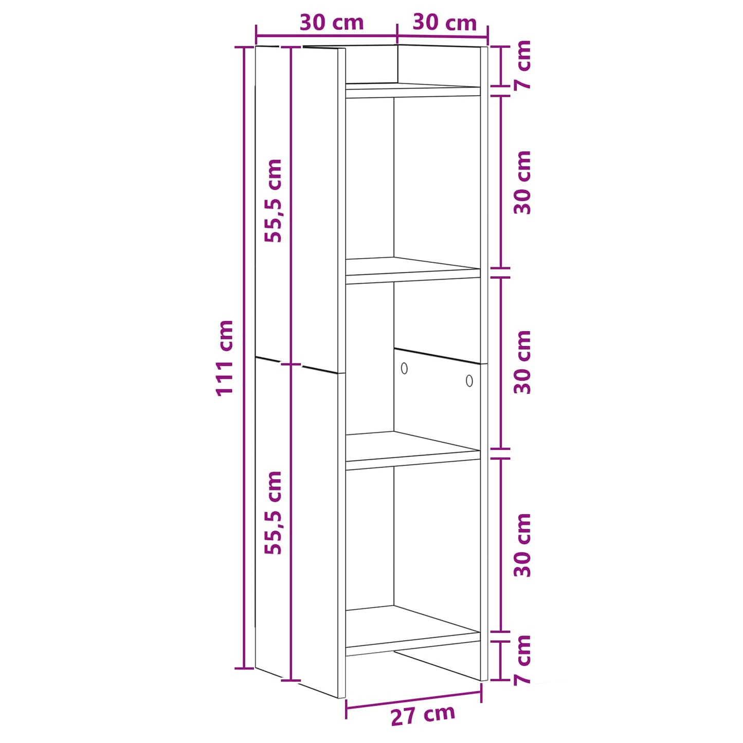 Könyvszekrény Sonoma Tölgy 30 x 30 x 111 cm Szerelt Fa