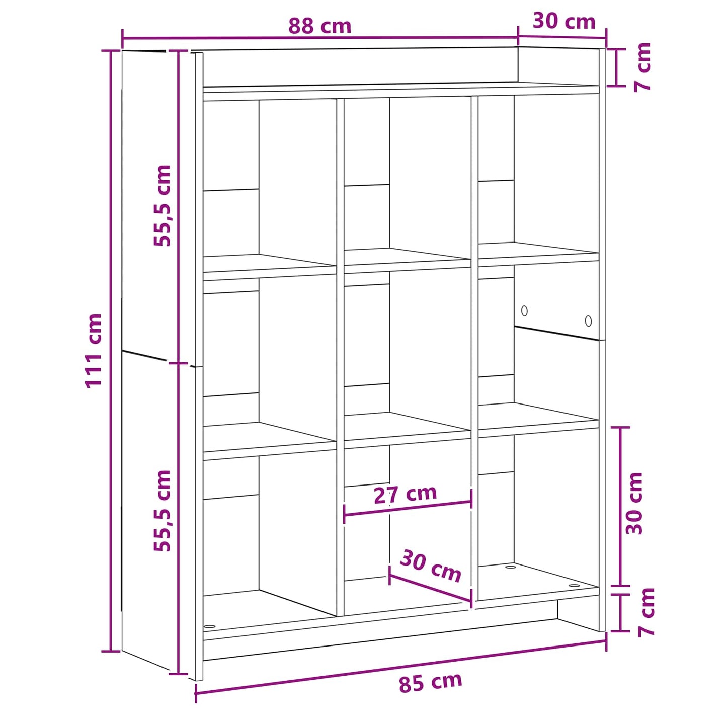 Könyvszekrény Antik Fa 87,5 x 30 x 111 cm Szerelt Fa