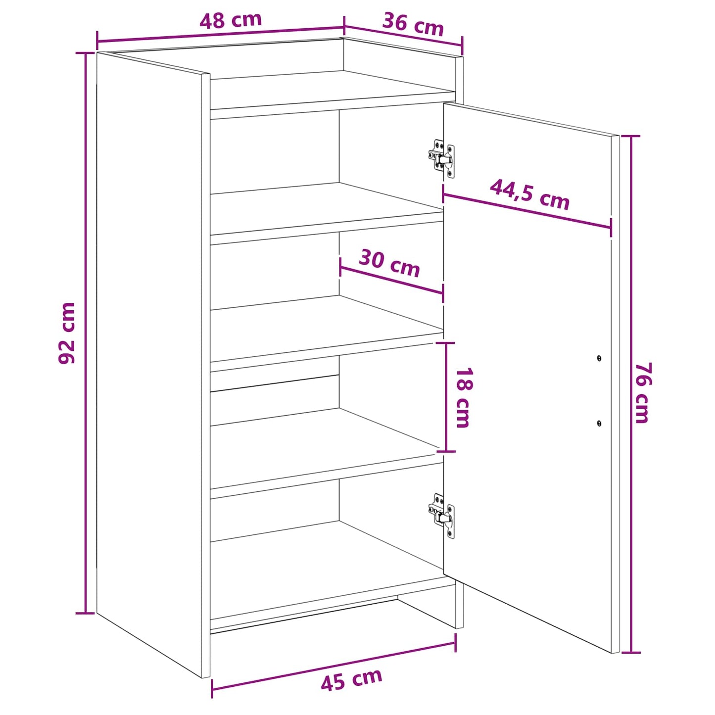 Cipőszekrény tárolóval Antik Fa 48 x 36 x 92 cm Szerelt Fa