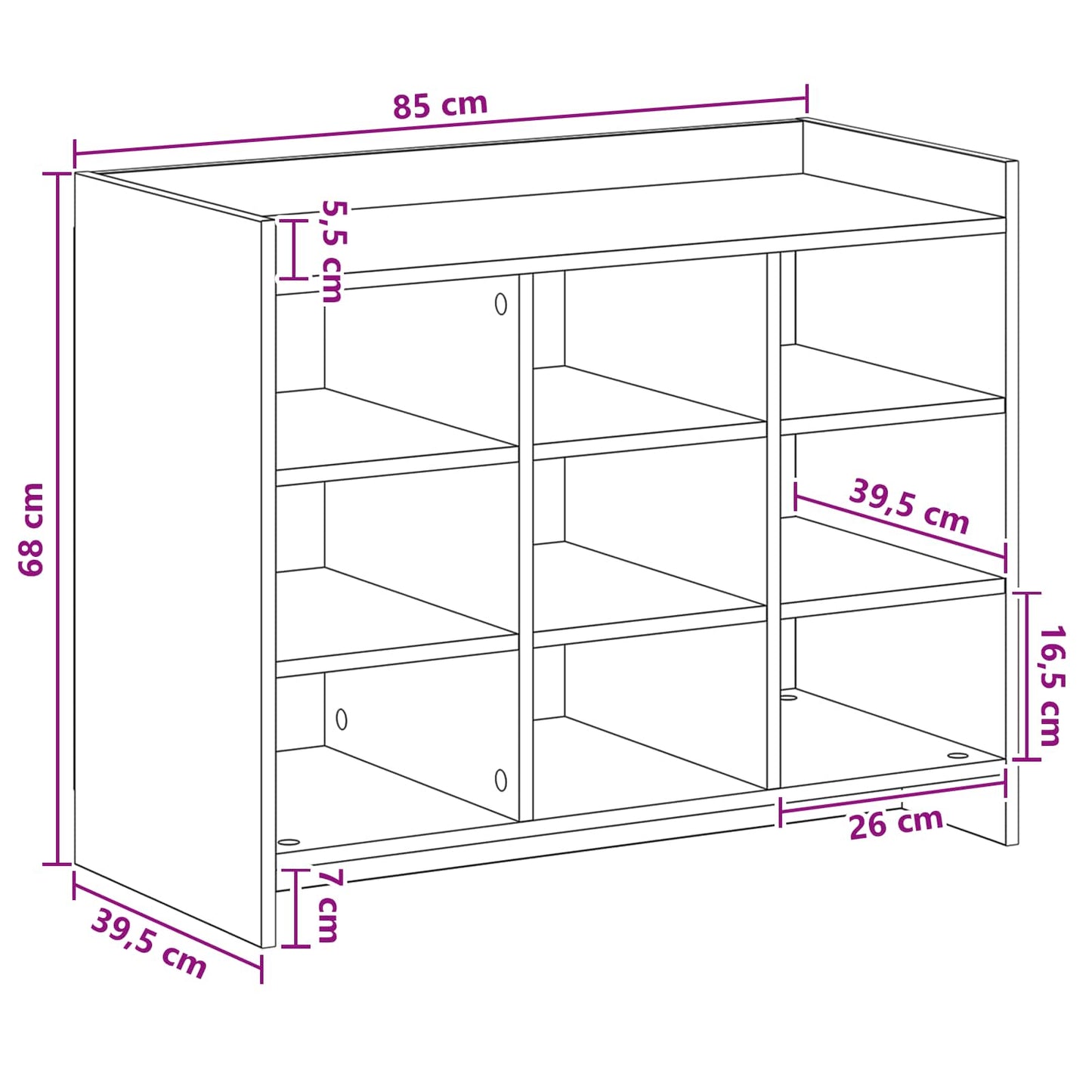 Cipőszekrény Fekete Tölgy 85 x 39,5 x 70 cm Szerelt Fa