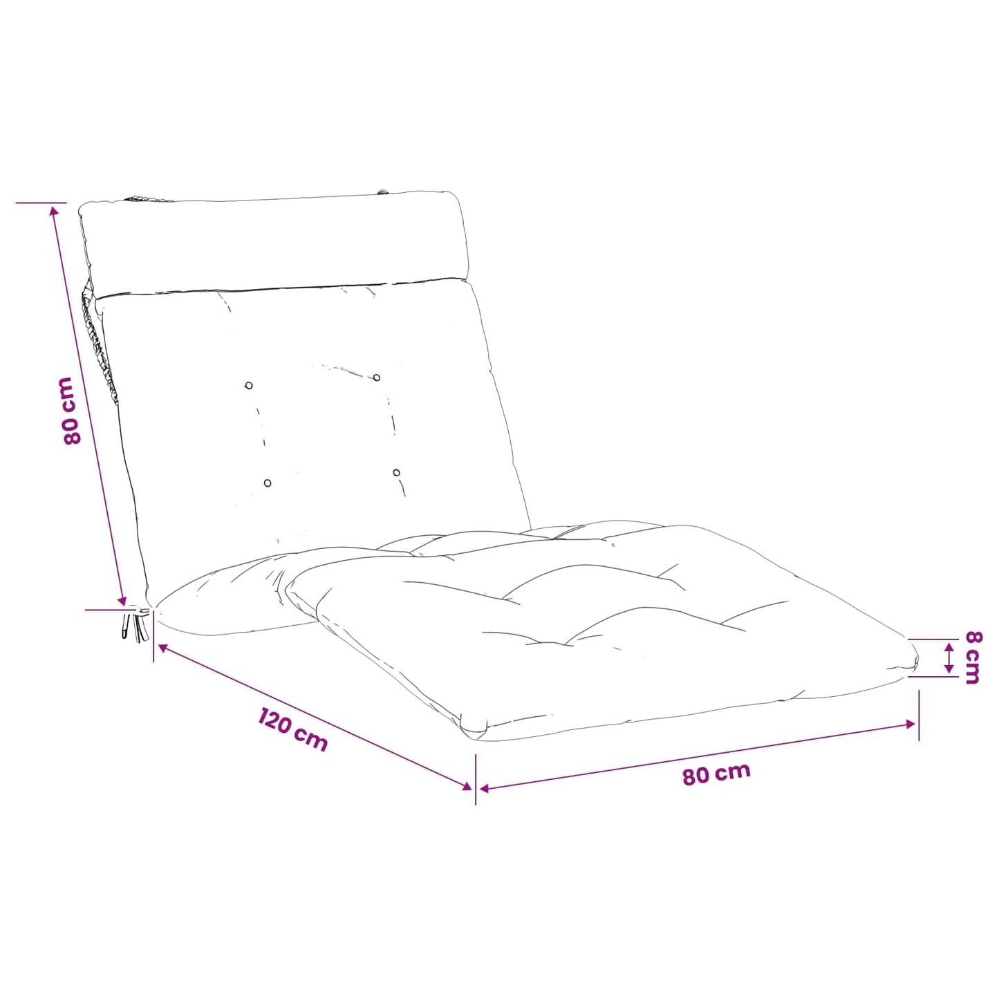 Napozóágy Párna VIANEN 100% poliészter Fehér 200 x 80 x 8 cm