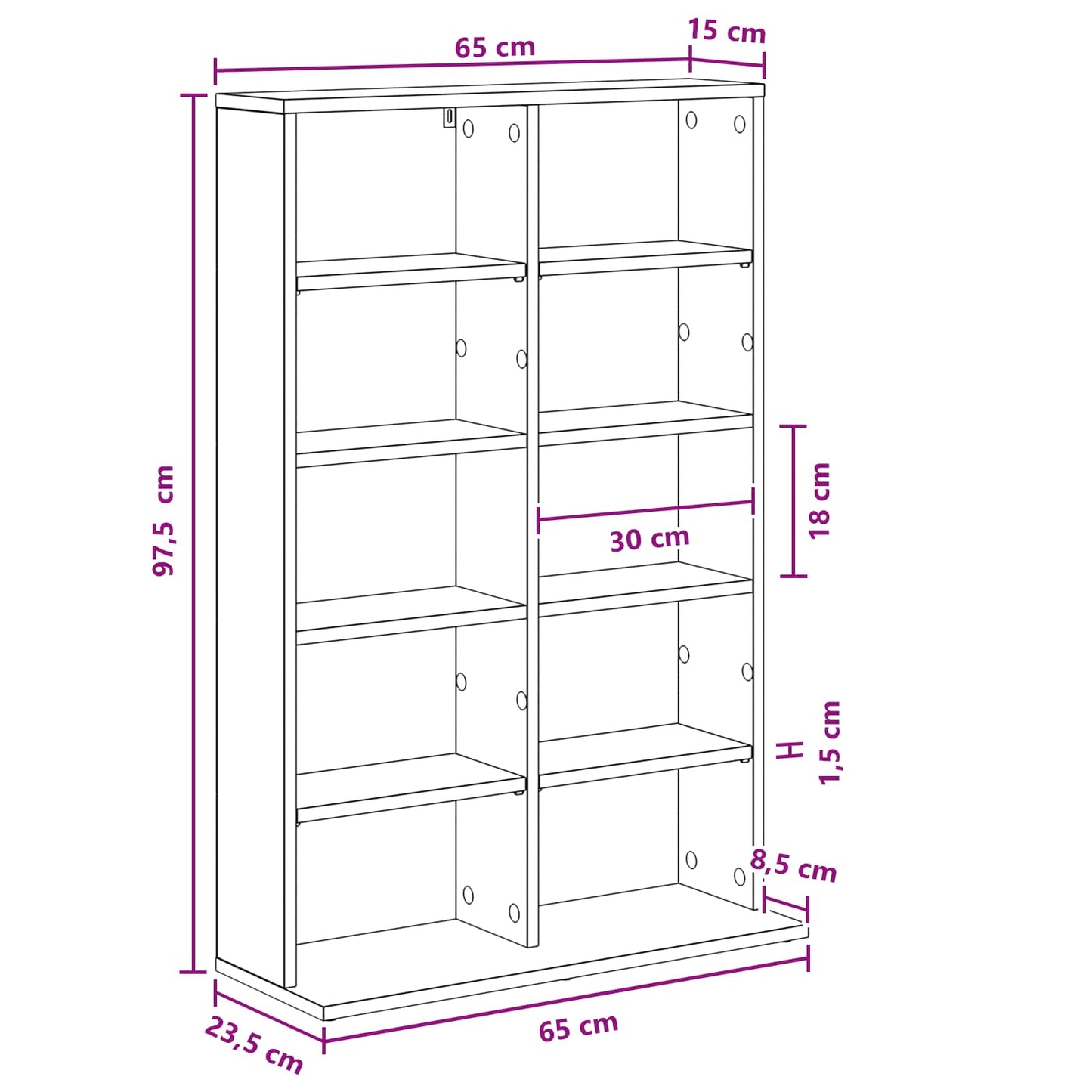 CD szekrény Antik Fa 65 x 23,5 x 97,5 cm Szerelt Fa