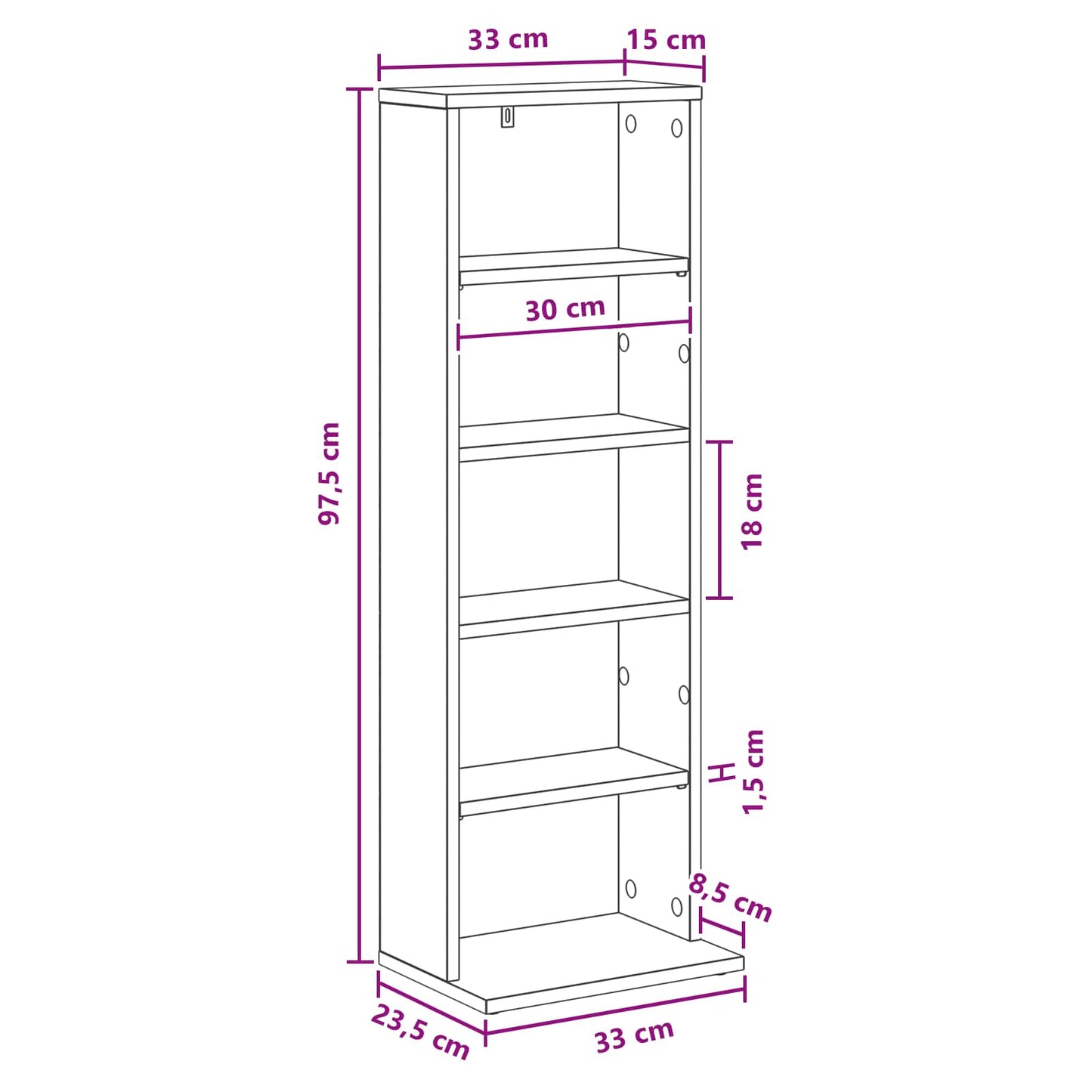 CD szekrény Antik Fa 33 x 23,5 x 97,5 cm Szerelt Fa