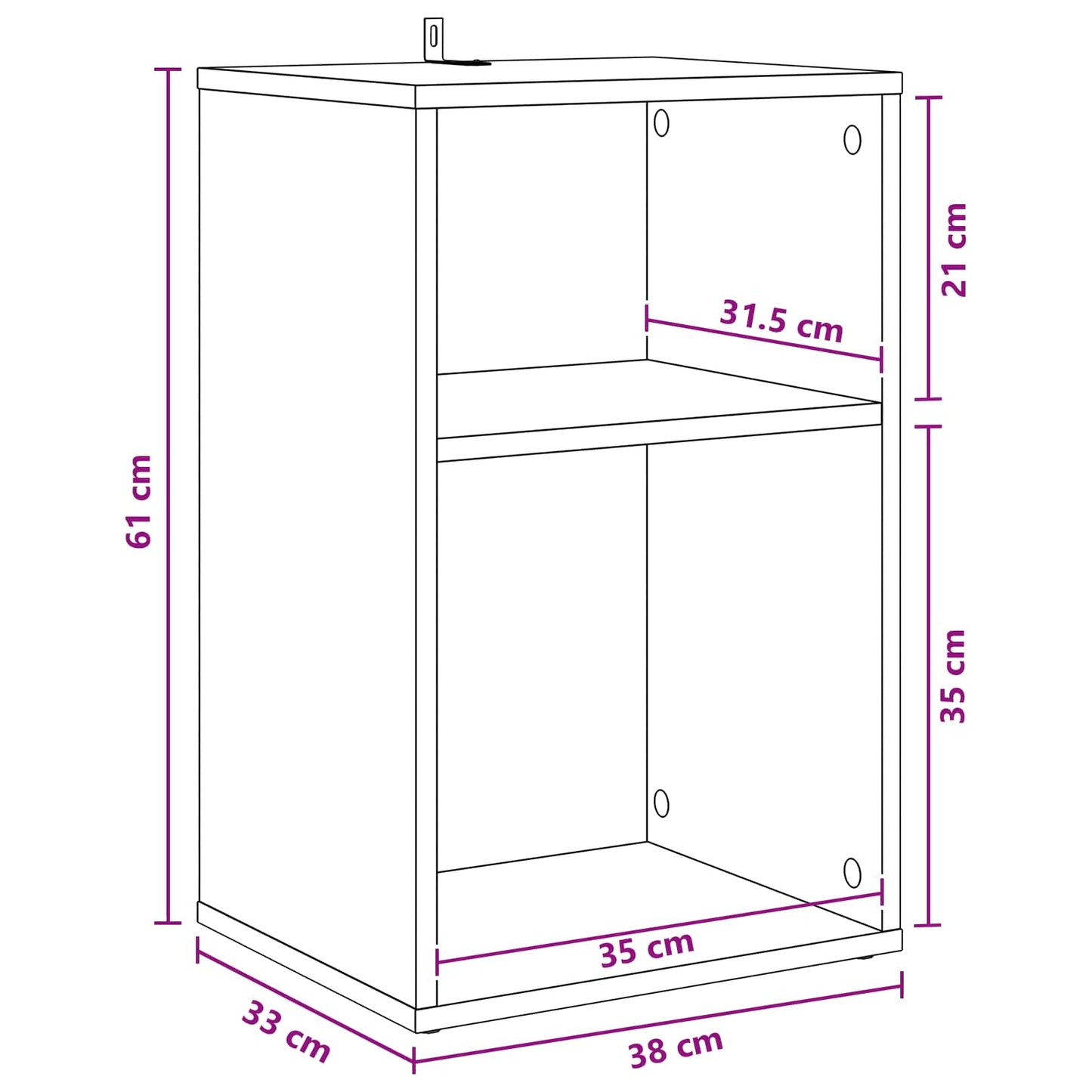 Hanglemez szekrény Szürke Sonoma 38 x 33 x 61 cm Szerelt Fa