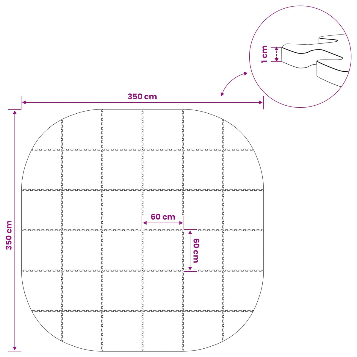 Medence aljzat 36 db Ø 350 cm Kerek EVA Hab Kék