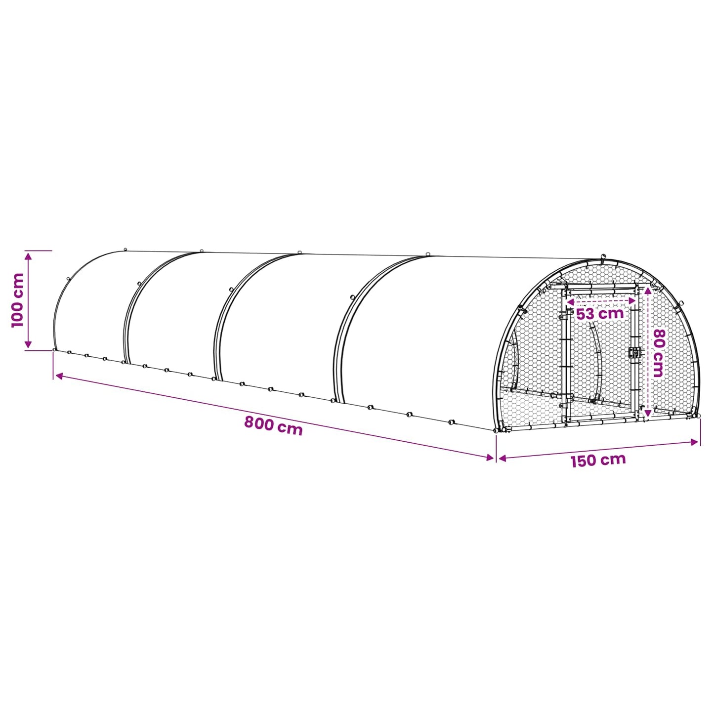 Tyúkház Ezüst 800 x 150 x 100 cm Horganyzott Acél