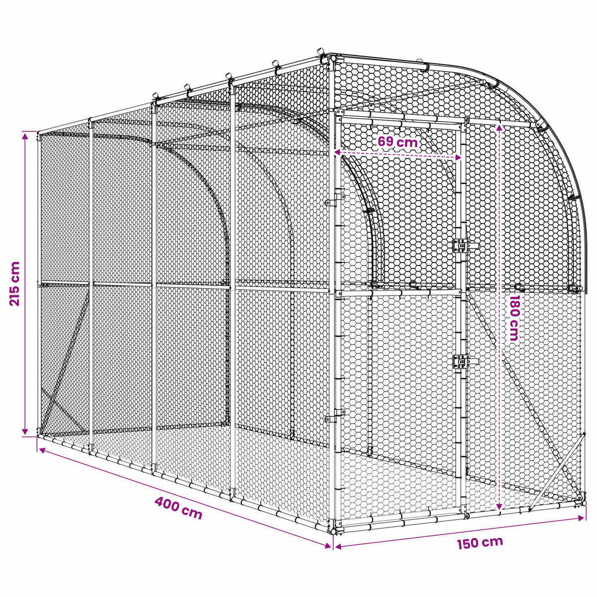 Falat támasztó tyúkól Ezüst 400 x 150 x 215 cm Horganyzott Acél