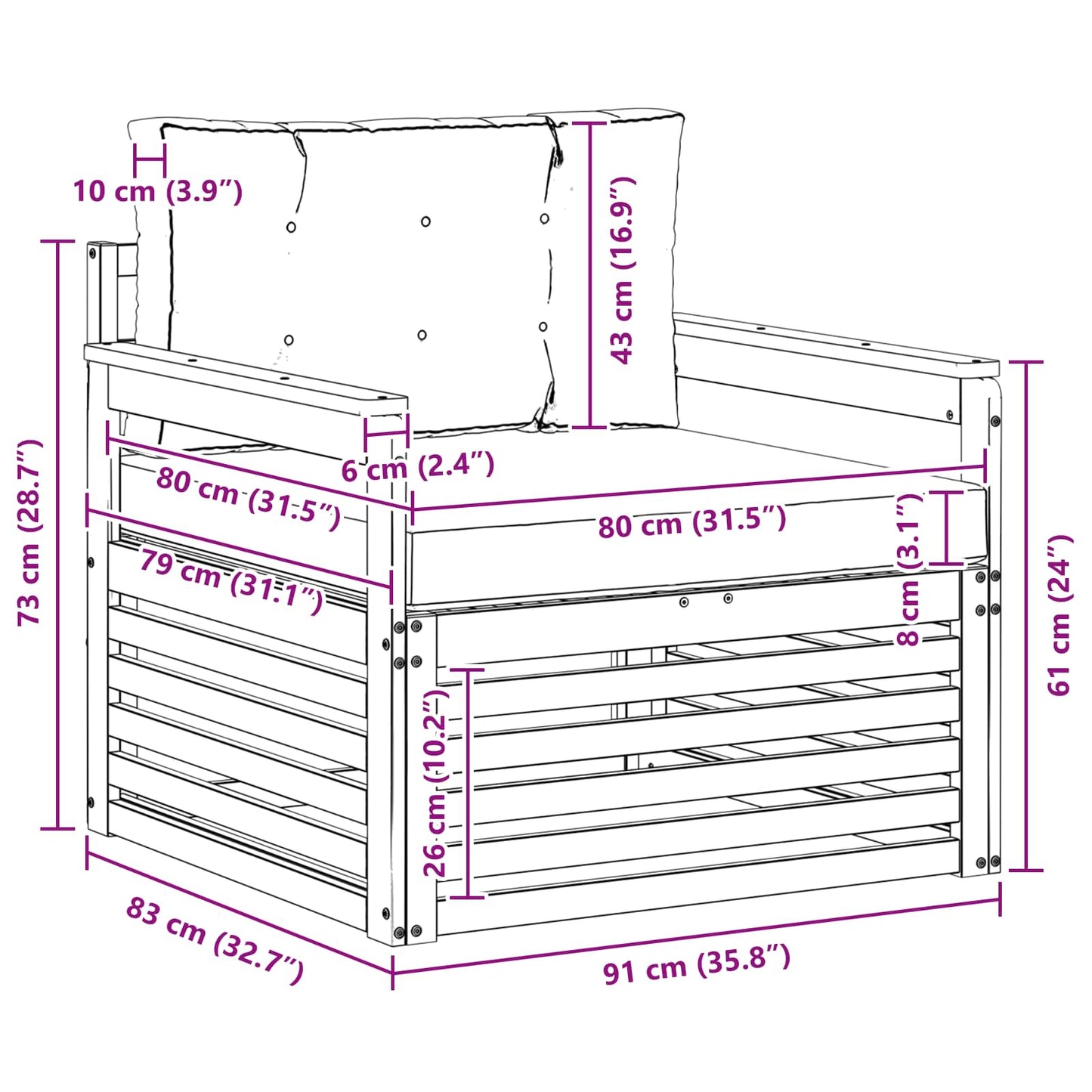 Kültéri kanapé Tömör akácfa és poliészter