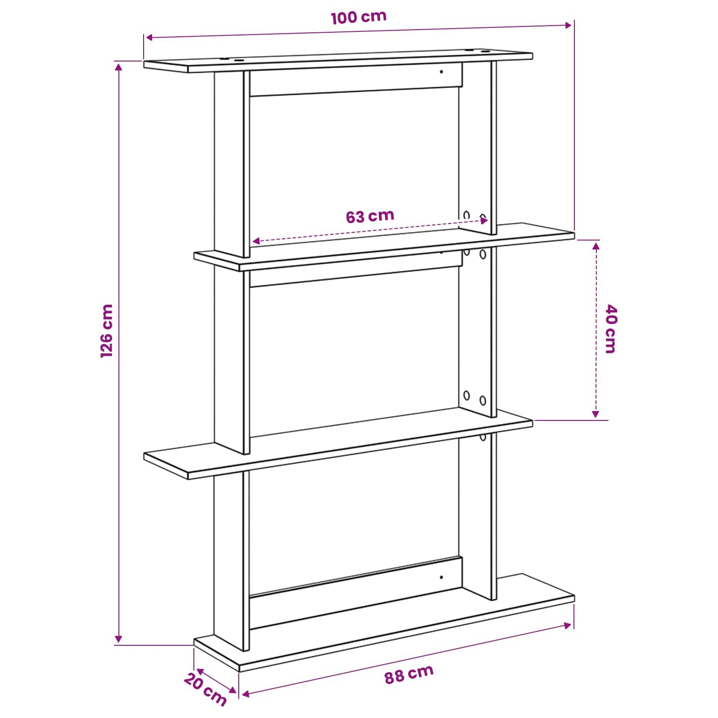 Falpolc Antik Fa 100 x 20 x 126 cm Szerelt Fa