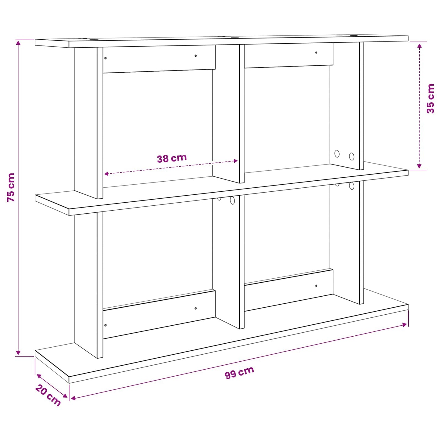 Falpolc Falra szerelhető Barna 100 x 20 x 75 cm Szerelt Fa