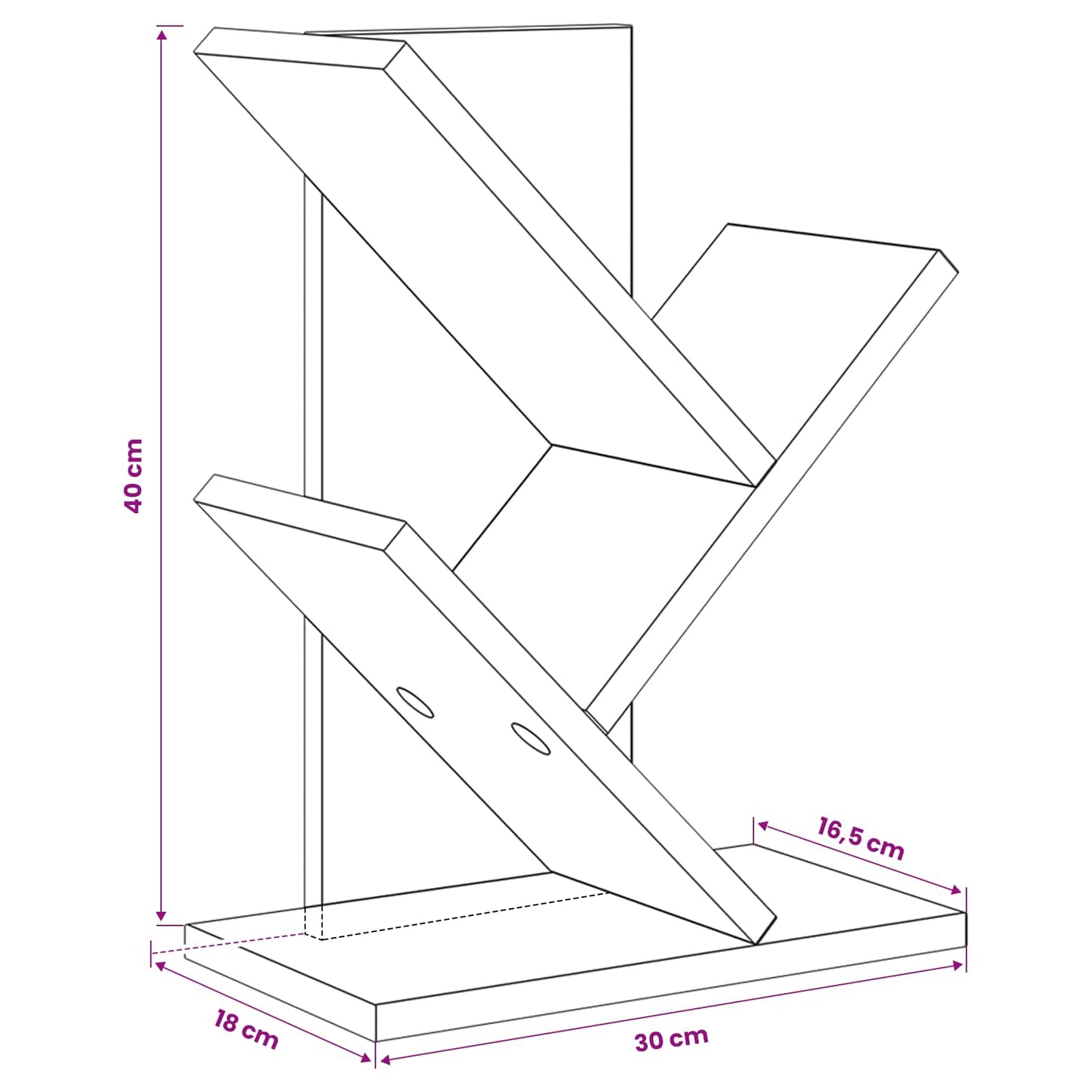 Faszerkezet Könyvespolc 3-Szintes 30 x 18 x 40 cm Szerelt Fa