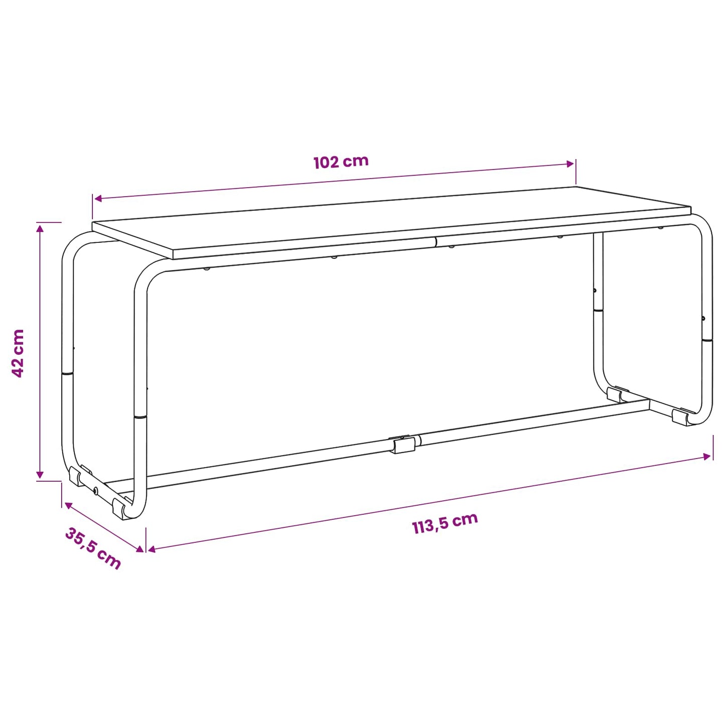 TV állvány 113.5 x 35.5 x 42 cm Füstös Tölgy Szerelt Fa