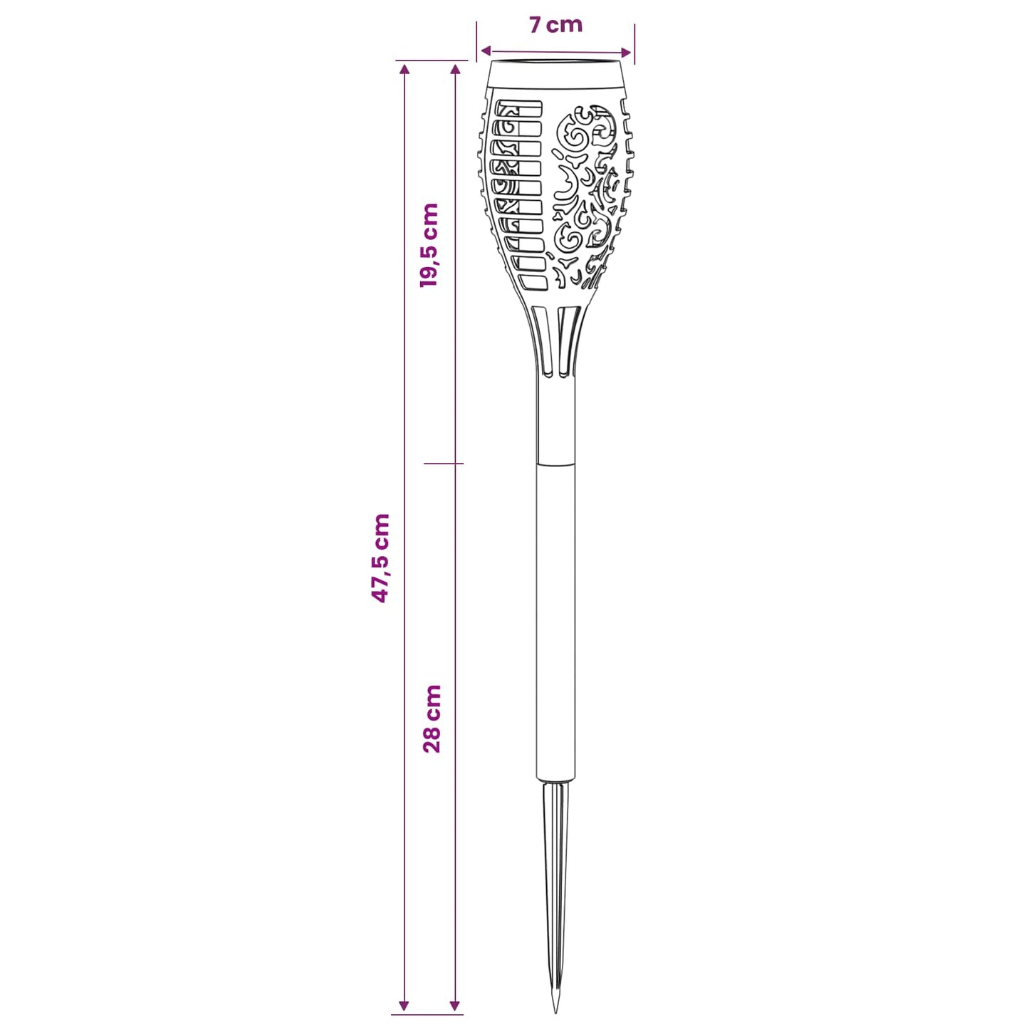 Kültéri napelemes lámpák talppal 12 pcs Meleg fehér 47,5 cm ABS