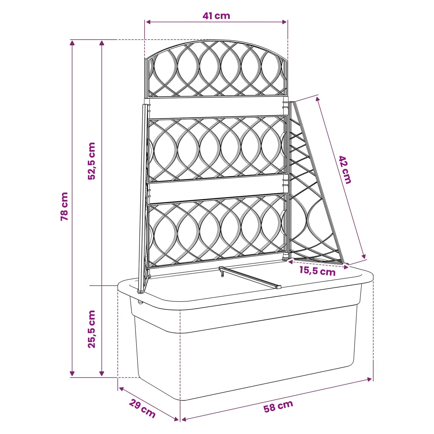 Öntöző trellis Antracitszürke 58 x 29 x 78 cm PP