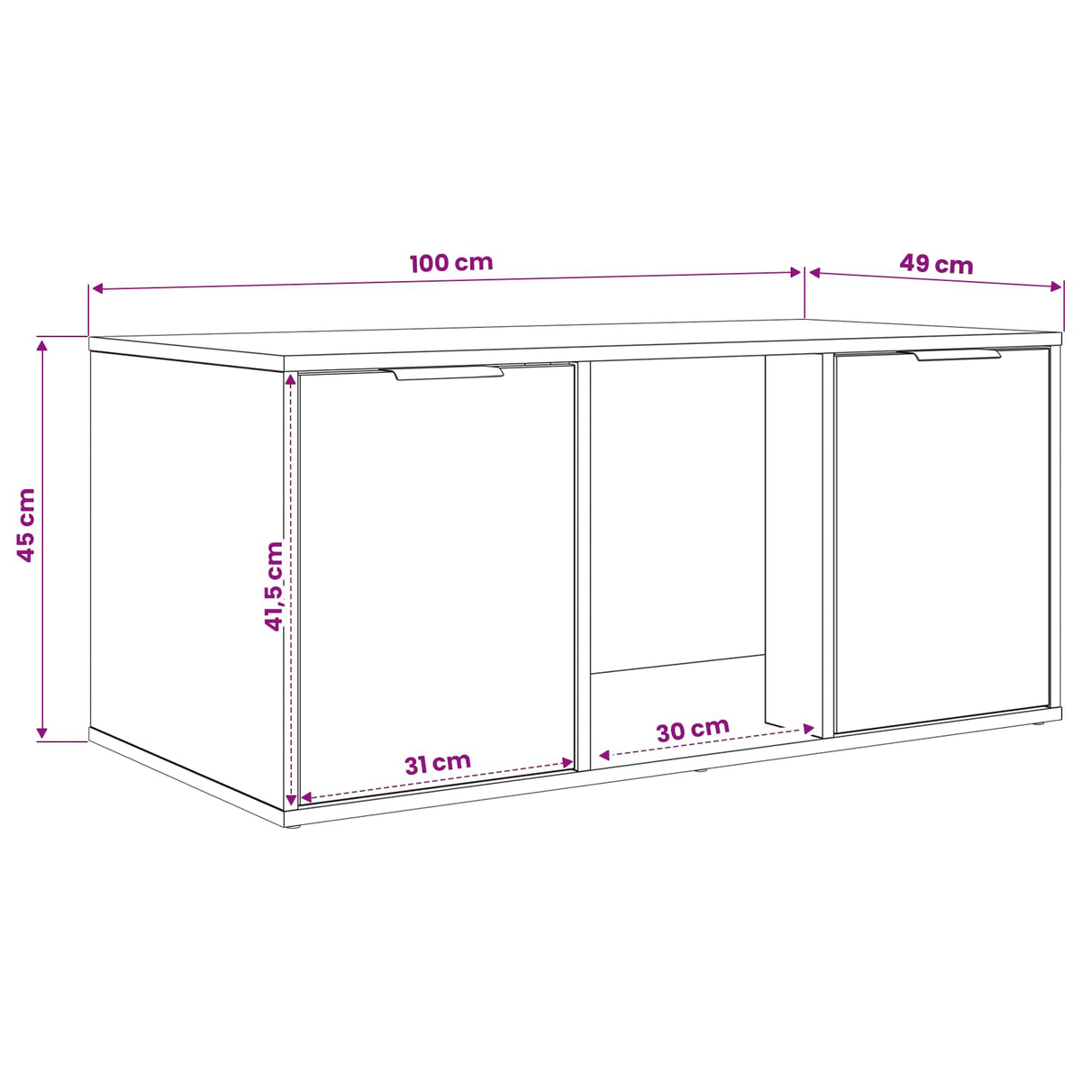 Macska ketrec bútor Füstös Tölgy 100 x 49 x 45 cm Szerelt Fa