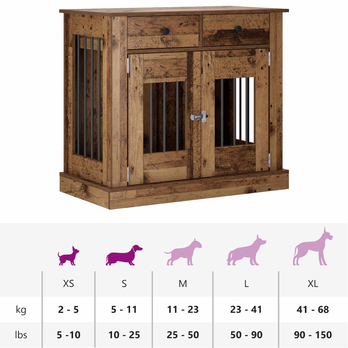 Kutya ketrec bútor Antik Fa 90 x 47,5 x 80 cm Szerelt Fa