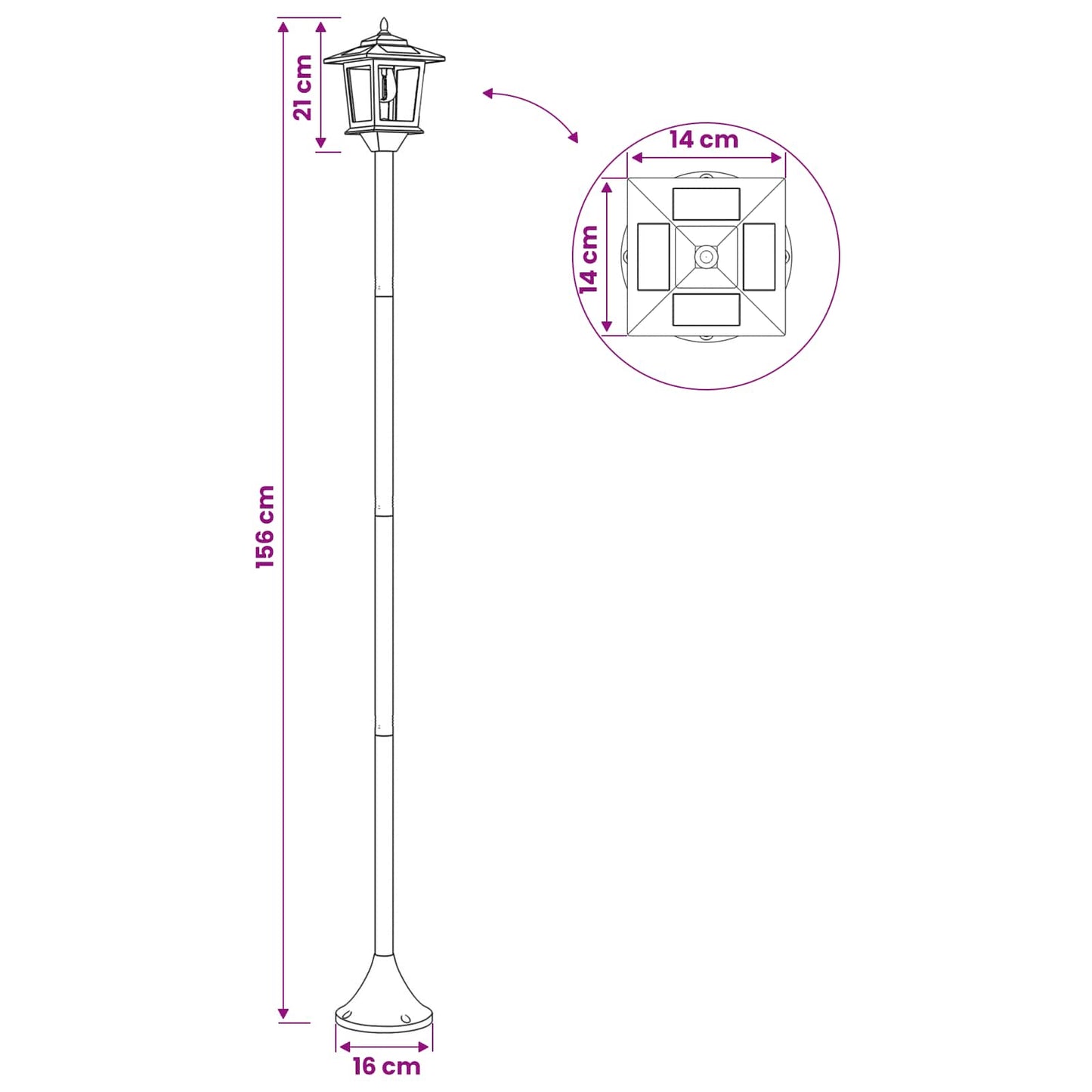Lámpaoszlop készlet with LED Bulb 2 db Fekete 16 x 16 x 156 cm