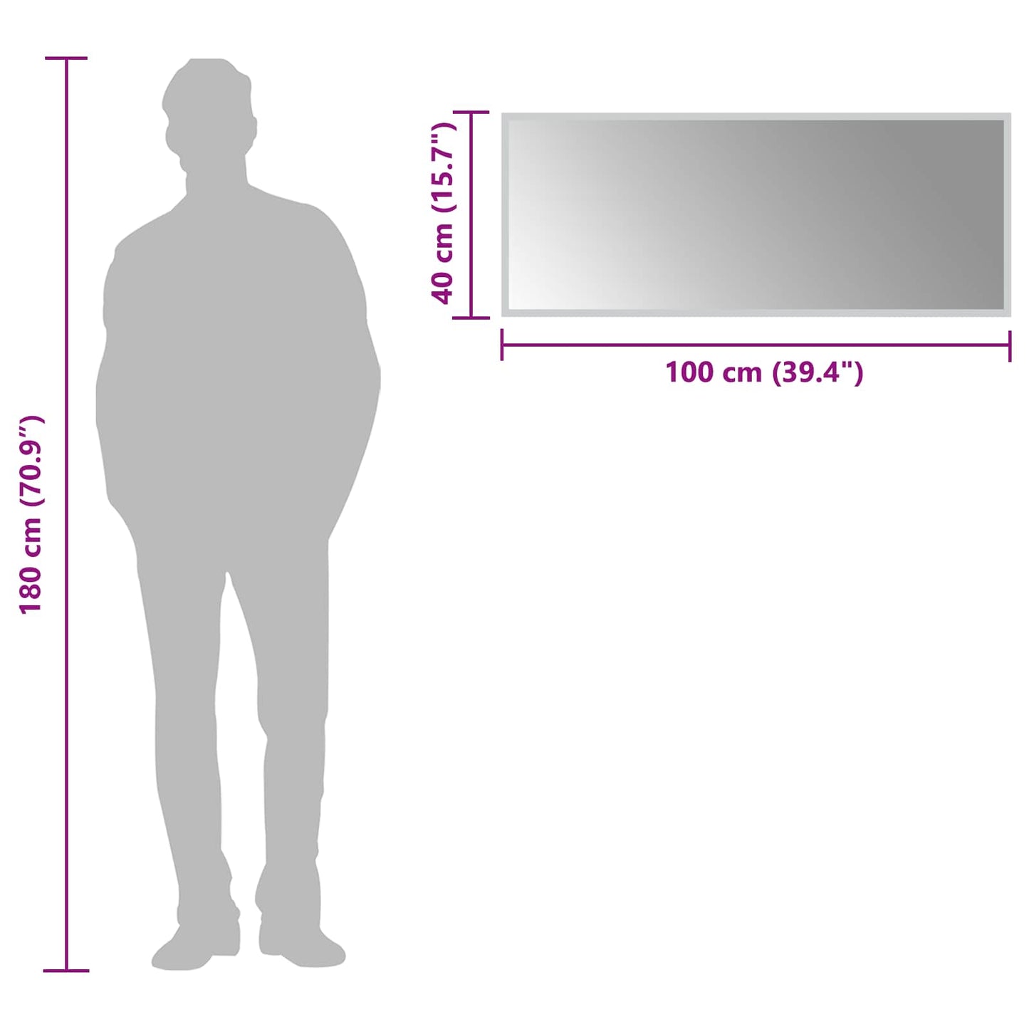 LED Fürdőszoba Tükör tükörrel Átlátszó 100 x 40 cm edzett üveg