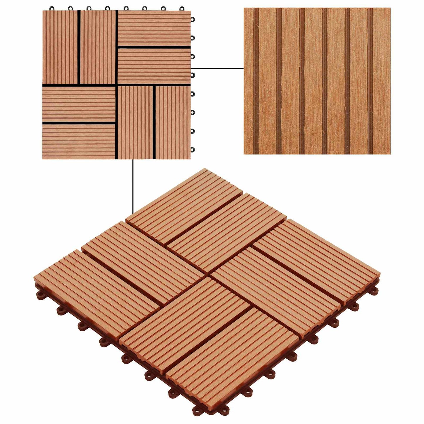 Faszegély járólap 22 pcs Tíkfa 30 x 30 cm WPC