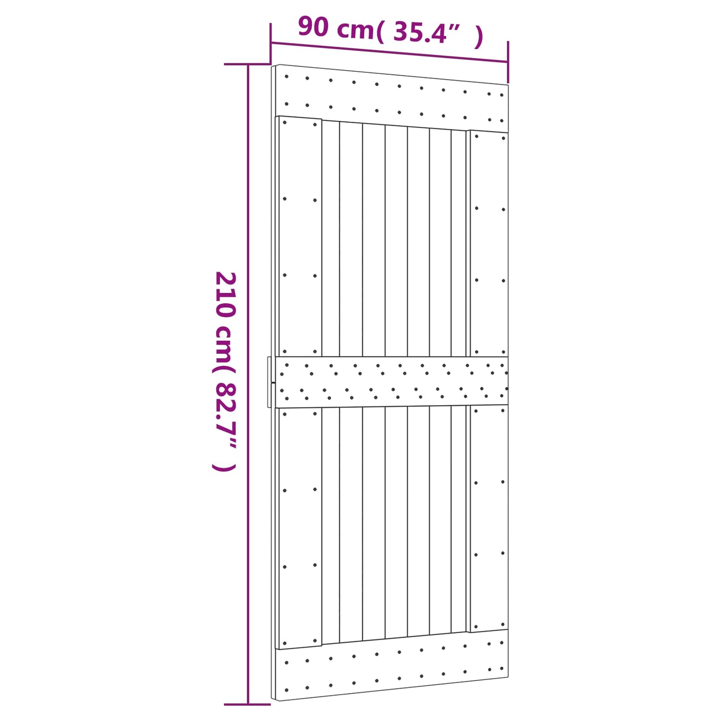 Csúszó ajtó Természetes és Fehér 90 x 210 cm Szilárd Fenyőfa