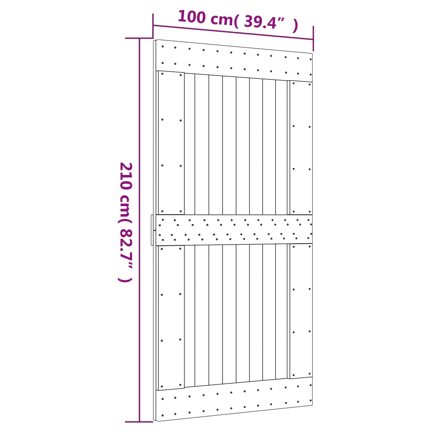 Csúszó ajtó Természetes és Fehér 100 x 210 cm Szilárd Fenyőfa