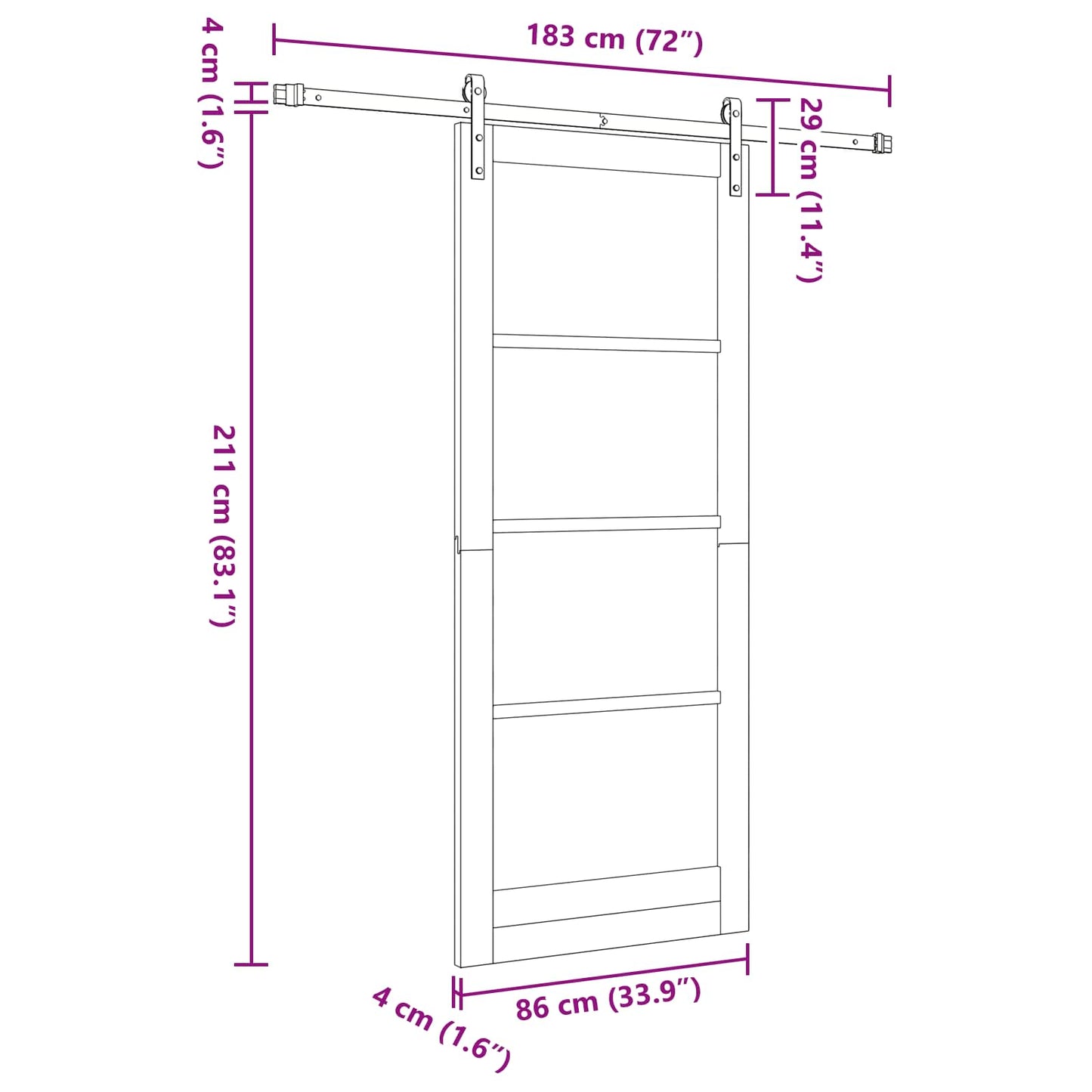 Csúszó ajtó Természetes és Fehér 86 x 211 cm Tömör Fenyőfa