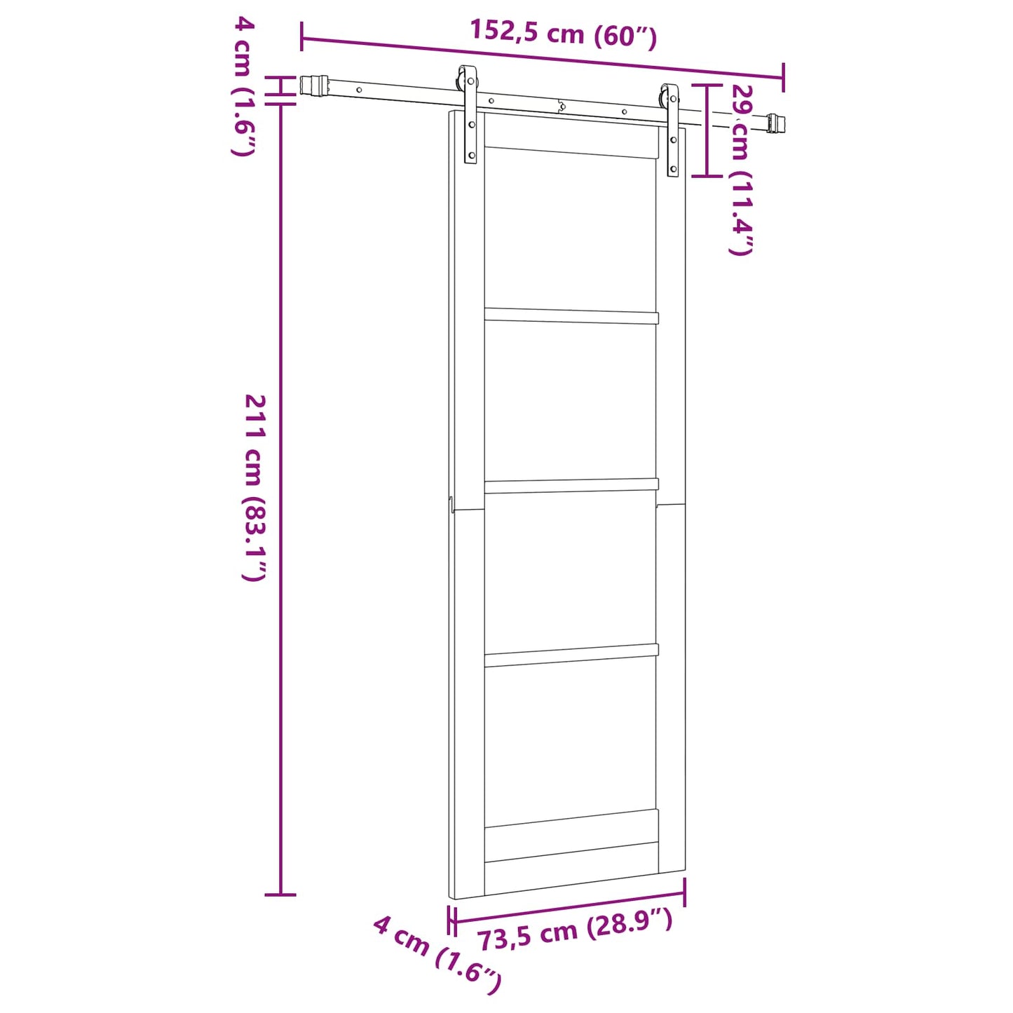 Csúszó ajtó Természetes 73,5 x 211 cm Tömör Fenyőfa