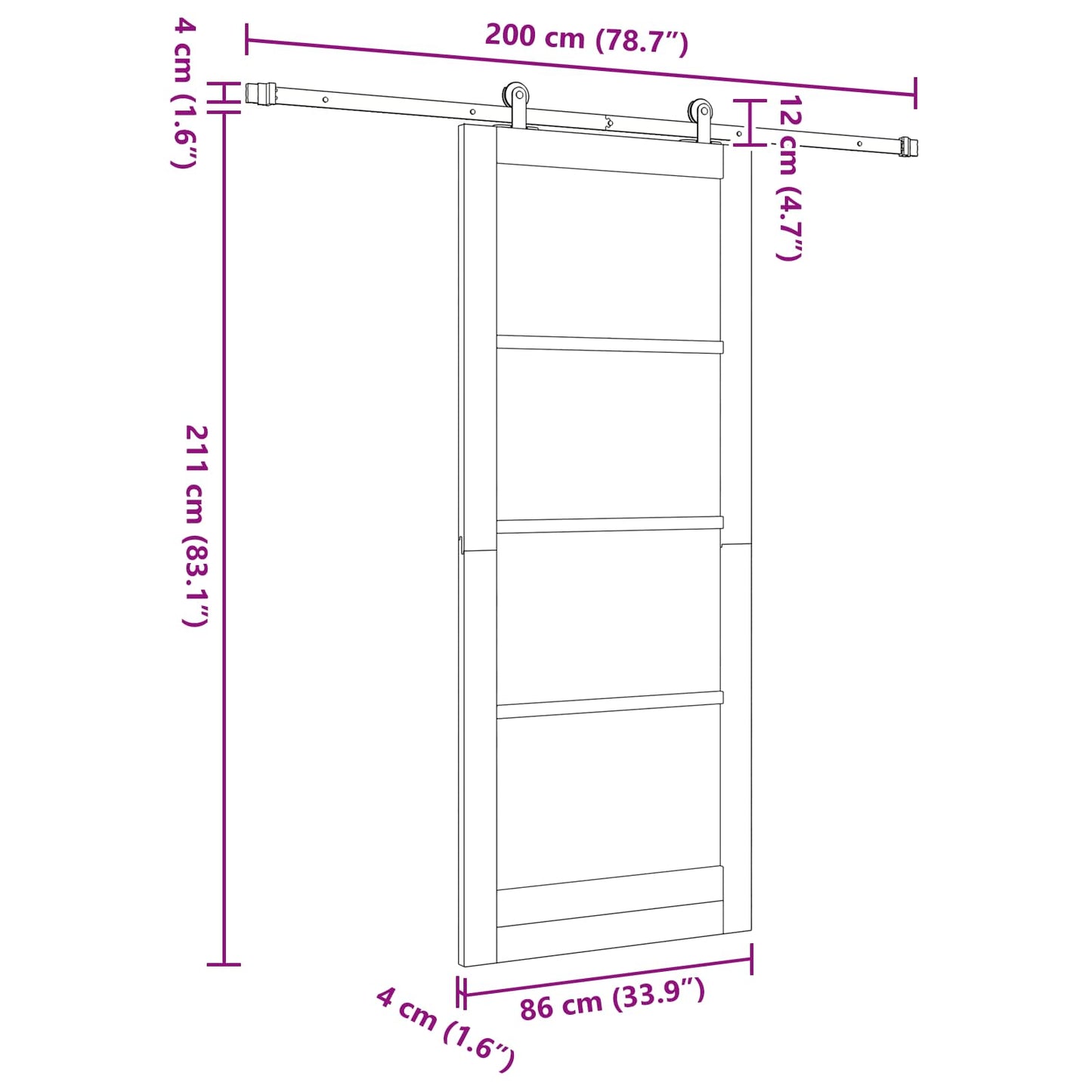 Csúszó ajtó Természetes és Fekete 86 x 211 cm Tömör Fenyőfa